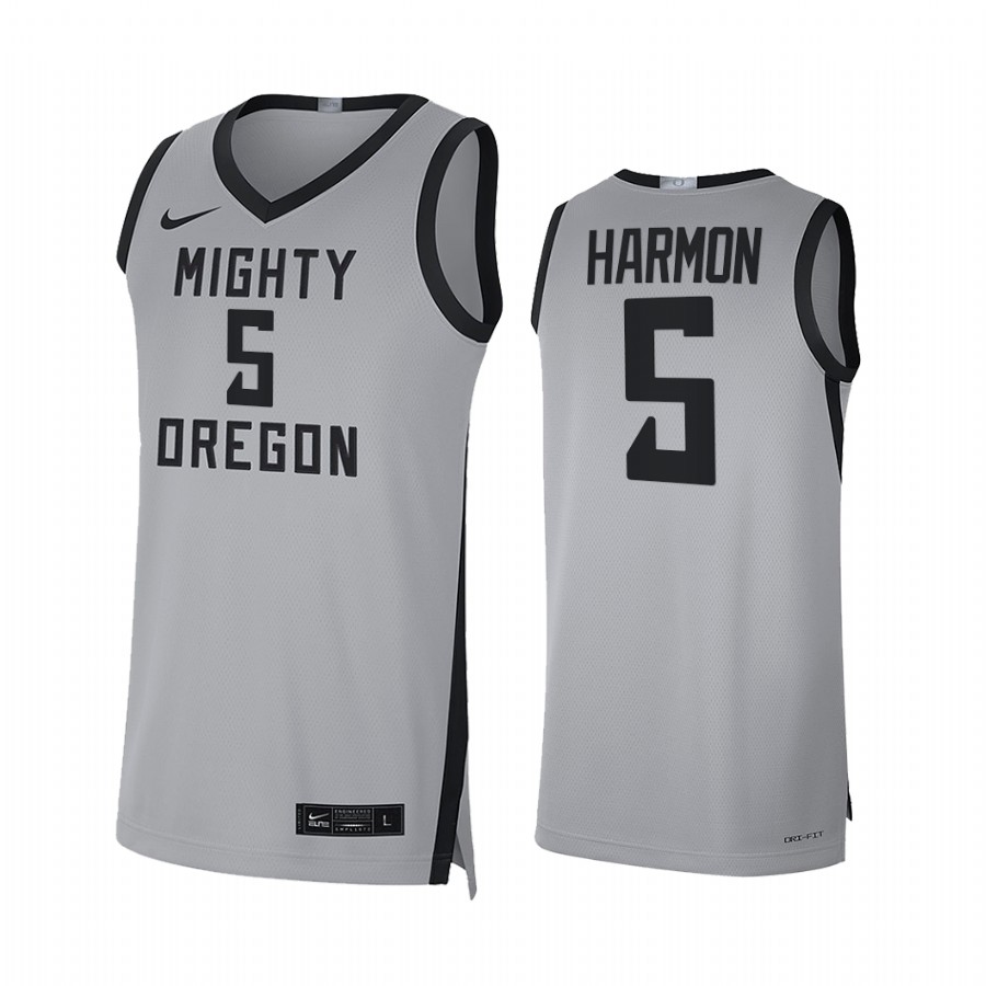 Oregon Ducks De'Vion Harmon Jersey 2022 College Grey Mighty Limited Uniform