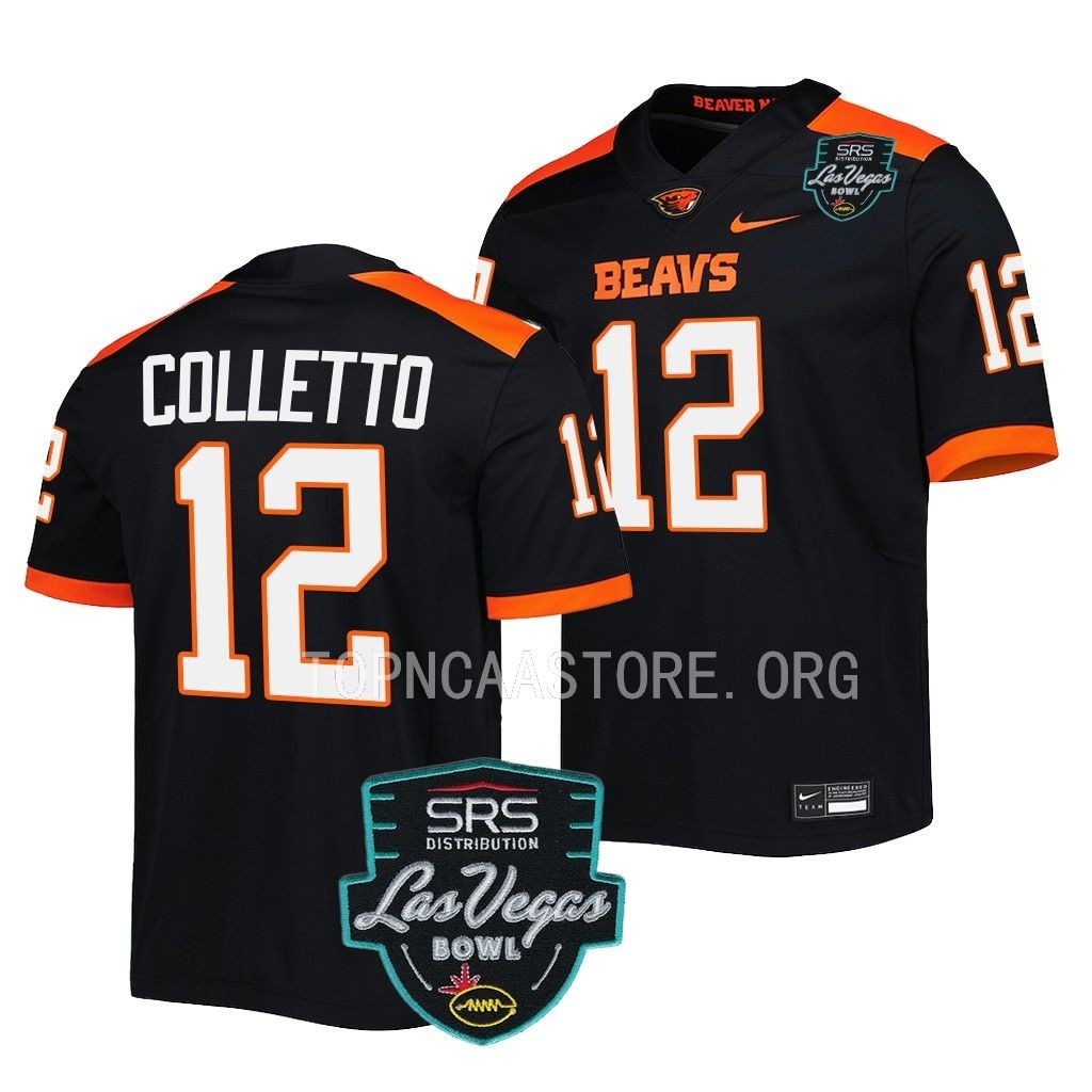 Oregon State Beavers 2022 Las Vegas Bowl Jack Colletto #12 Black Men’s  Jersey
