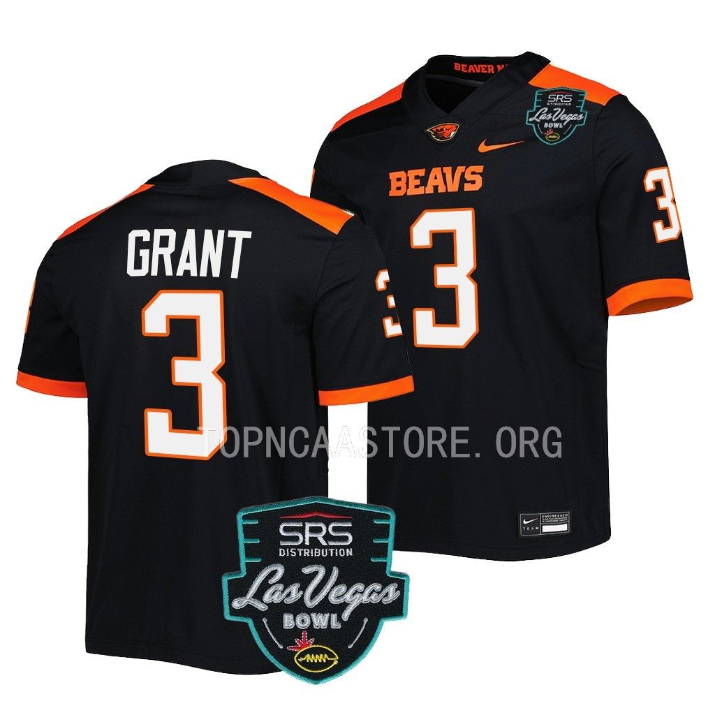 Oregon State Beavers 2022 Las Vegas Bowl Jaydon Grant #3 Black Men’s  Jersey