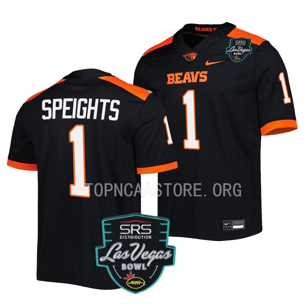 Oregon State Beavers 2022 Las Vegas Bowl Omar Speights #1 Black Men’s  Jersey