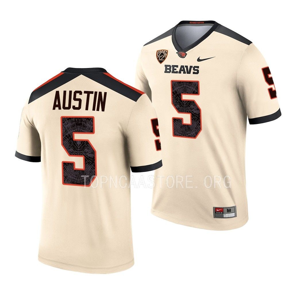 Oregon State Beavers Alex Austin Jersey 2022 Alternate  Cream #5 Legend Men’s Shirt