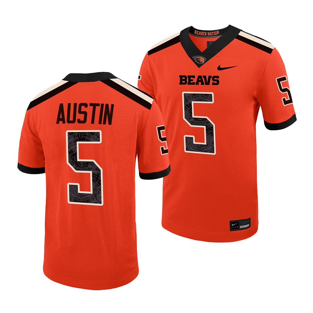 Oregon State Beavers Alex Austin Jersey College  Orange #5 Men’s Shirt