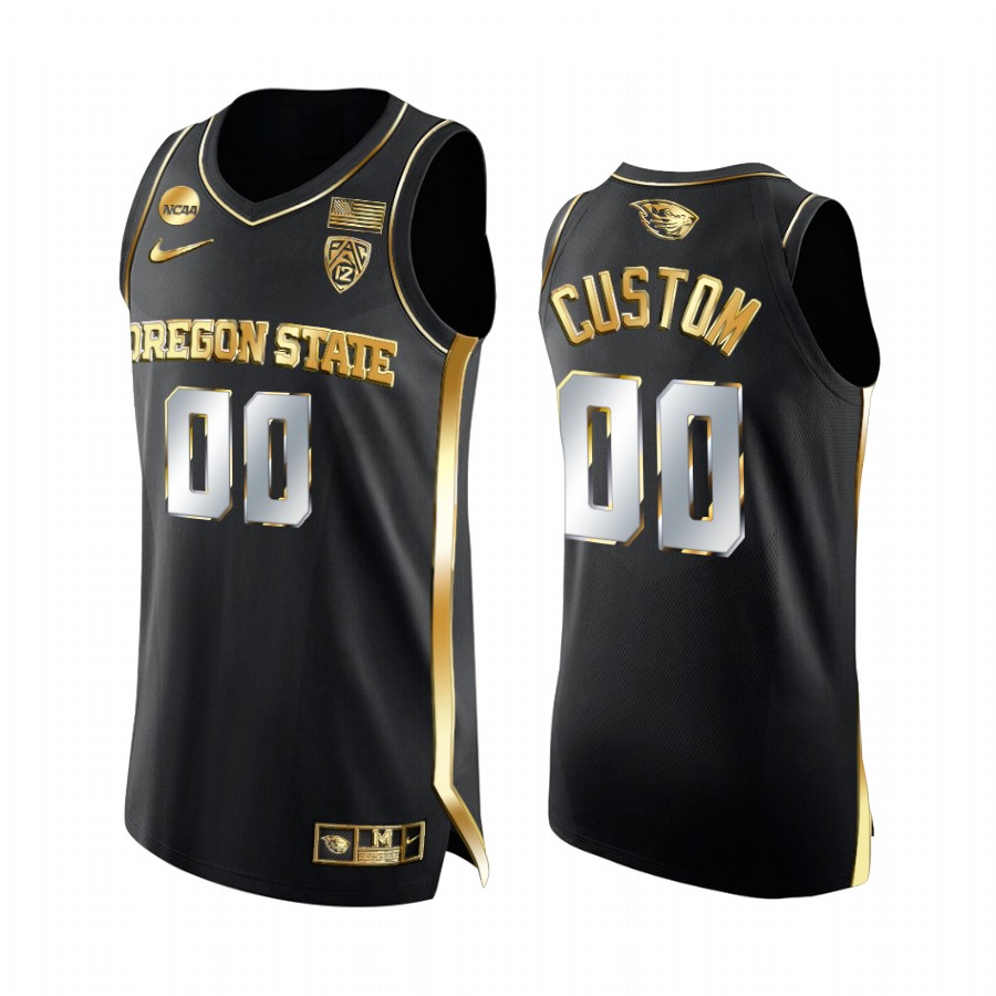 Oregon State Beavers Custom 2021 March Madness Elite 8 Jersey Black Golden