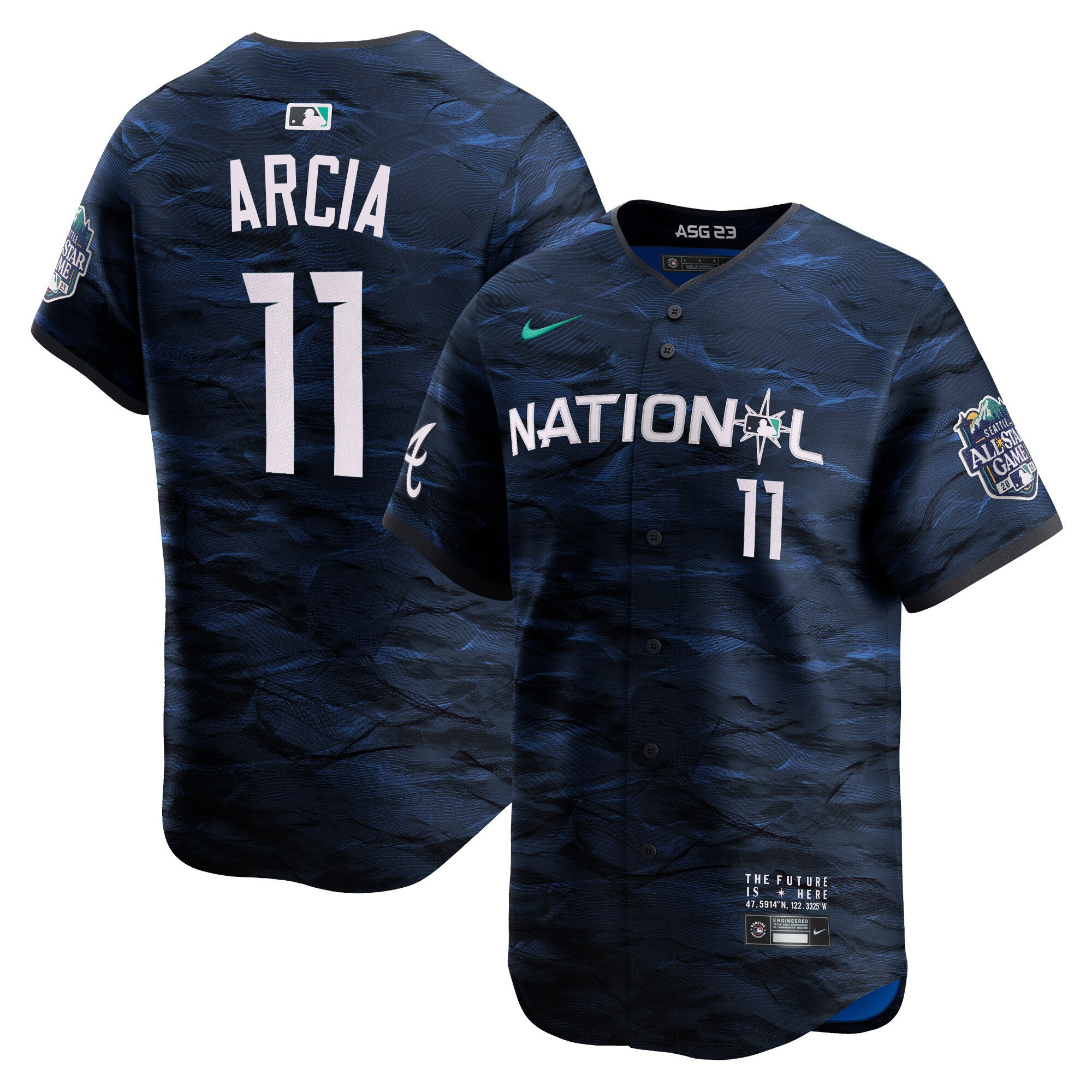 Orlando Arcia Men's National League 2023 All-Star Game Royal Cool Base Jersey - All Stitched