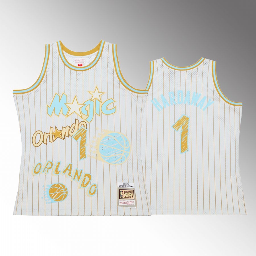 Orlando Magic Penny Hardaway Gray Sidewalk Sketch Men Jersey Hardwood Classics