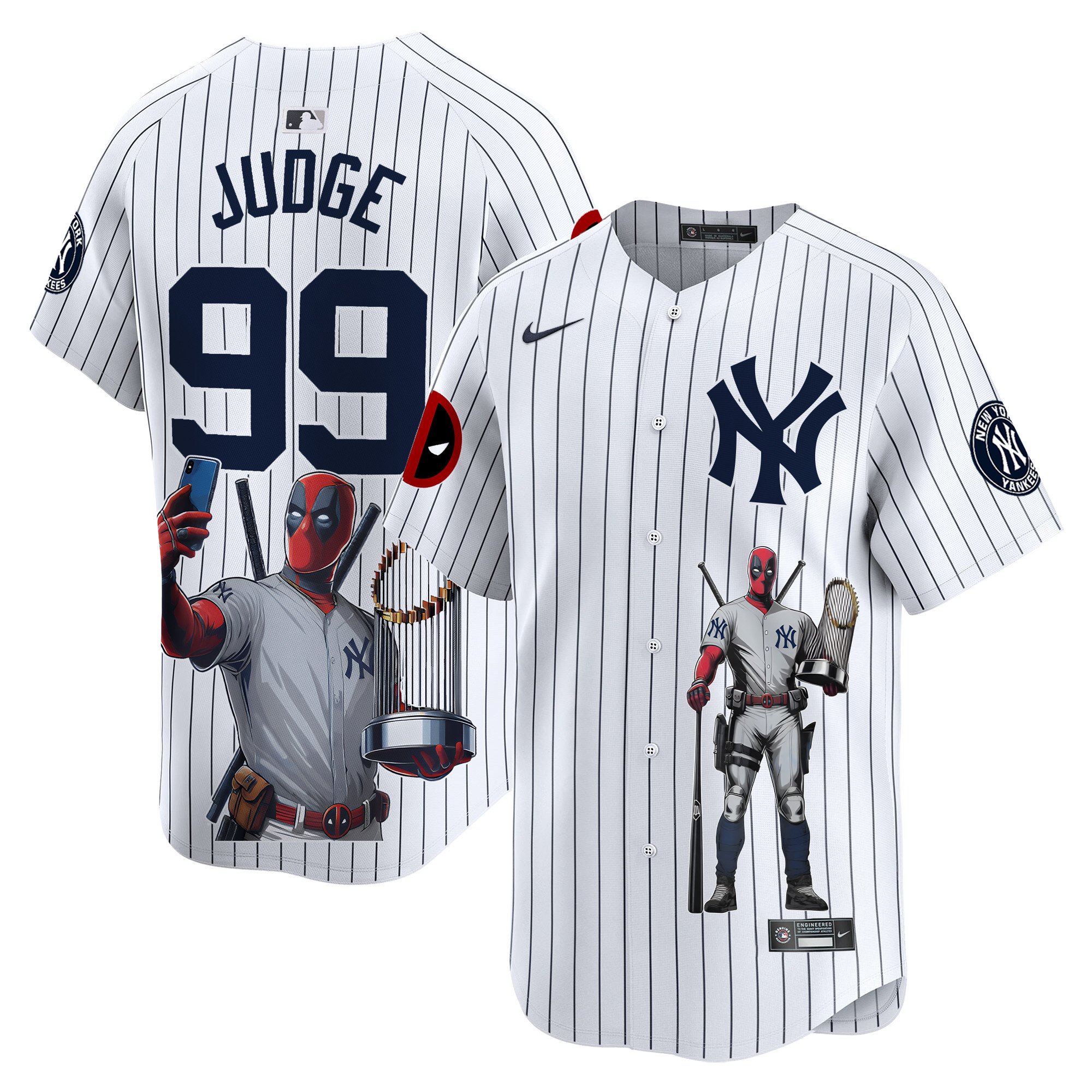 Aaron JudgeUnisex New York Yankees Deadpool Premier Limited White Jersey - Printed