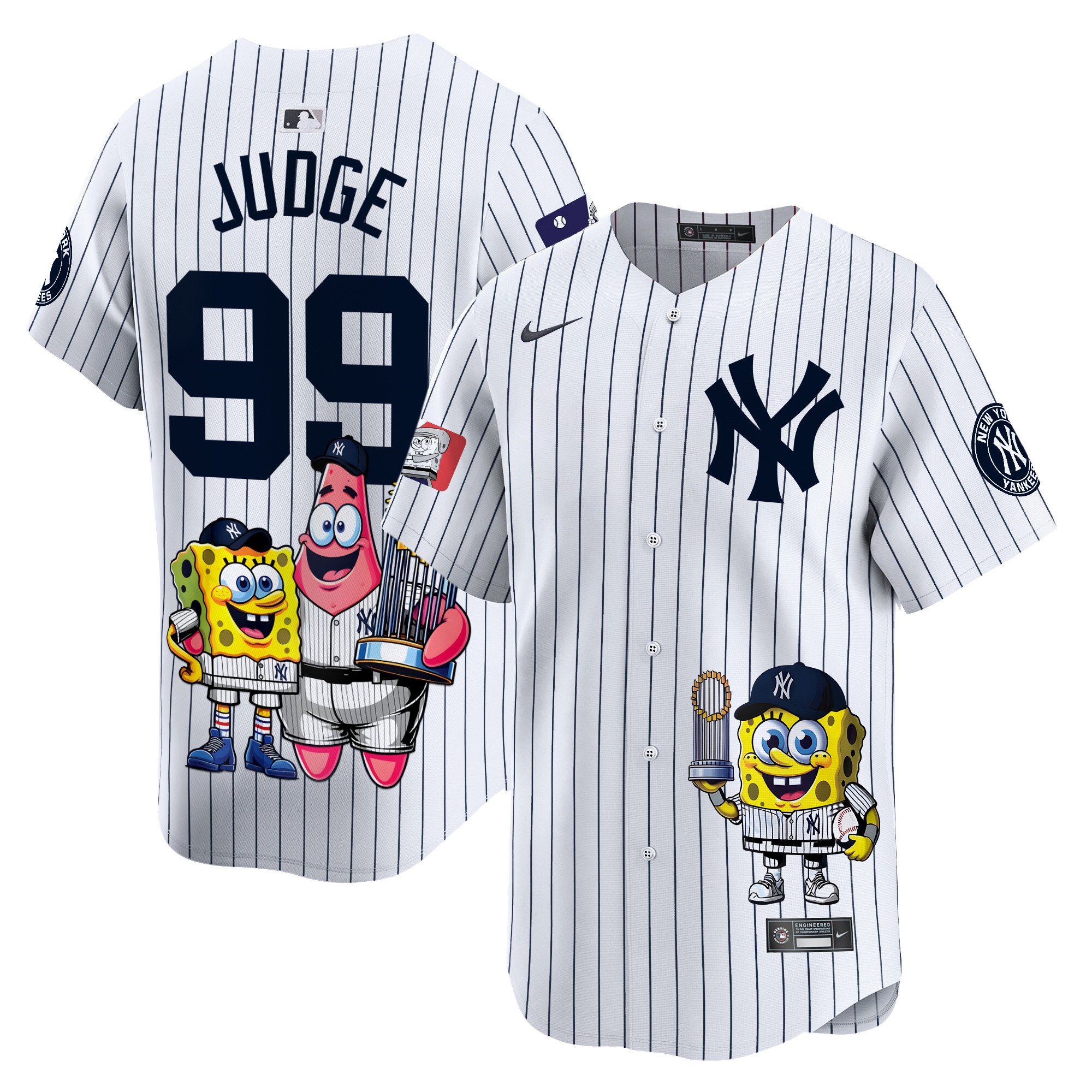 Aaron JudgeUnisex New York Yankees SpongeBob SquarePants Vapor Premier Limited White Jersey - Printed