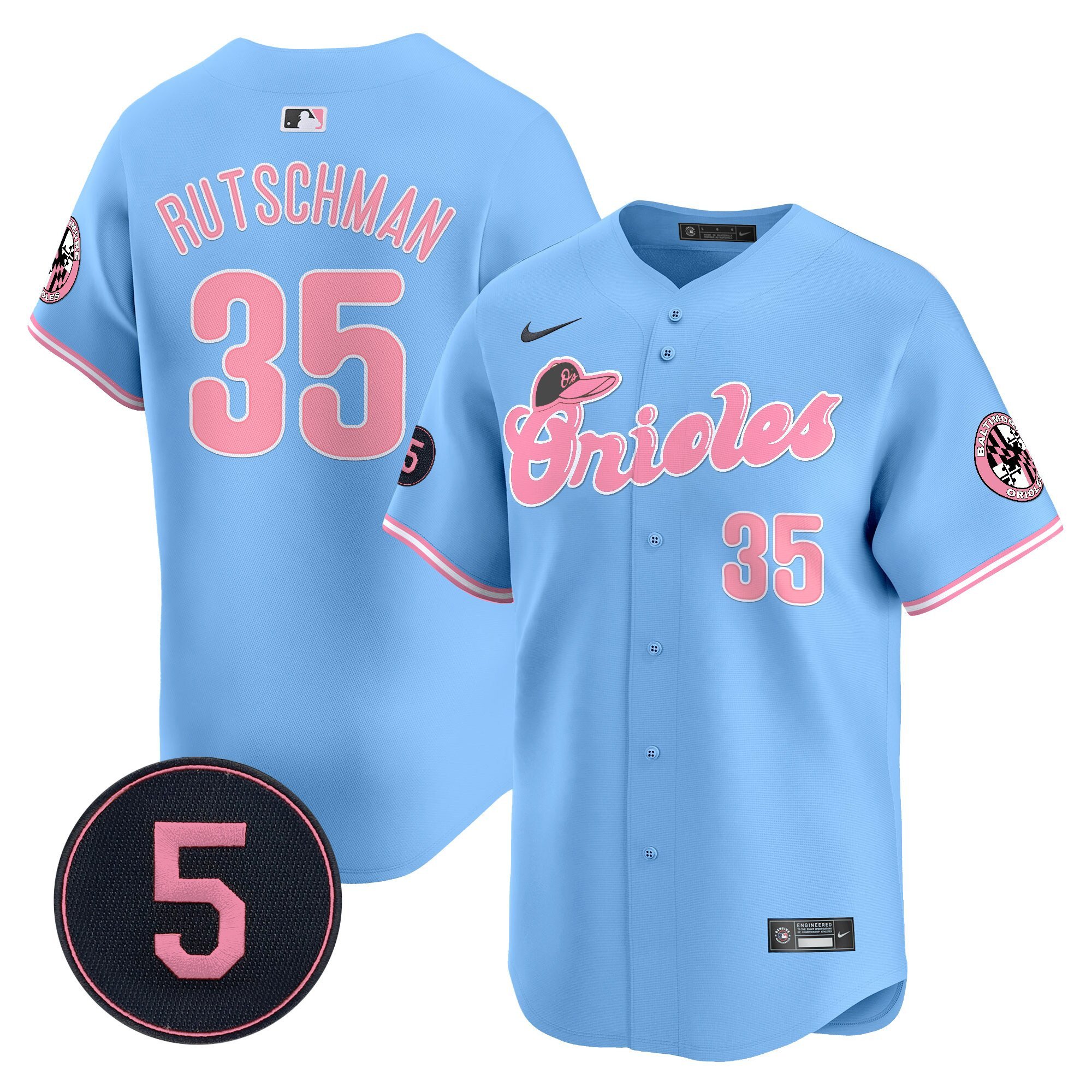 Adley RutschmanUnisex Baltimore Orioles Pastel Style Robinson Patch Vapor Premier Limited Blue Jersey - All Stitched