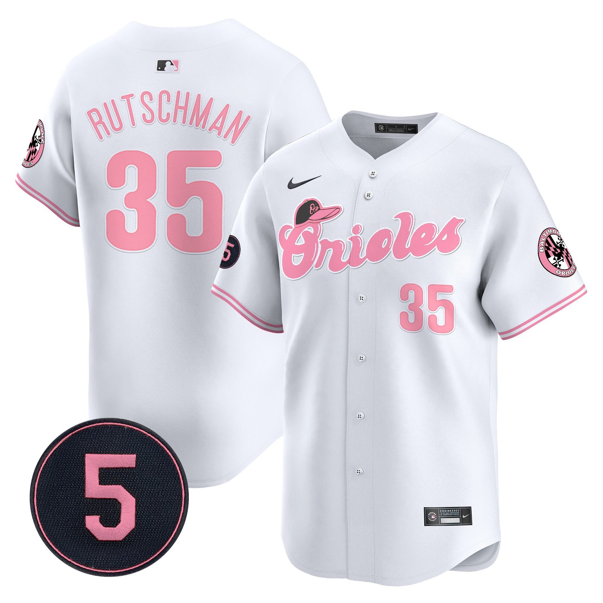Adley RutschmanUnisex Baltimore Orioles Pastel Style Robinson Patch Vapor Premier Limited White Jersey - All Stitched
