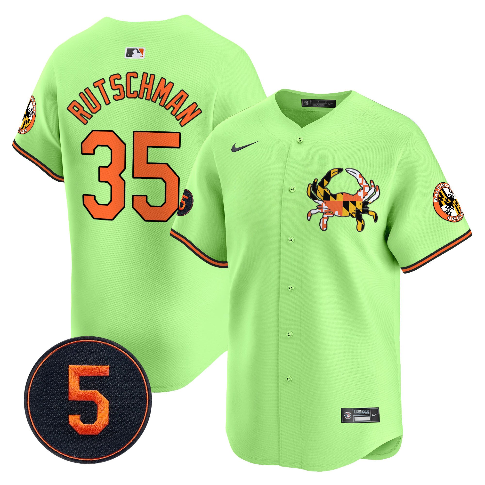 Adley RutschmanUnisex Baltimore Orioles Robinson Patch Vapor Premier Limited Light Green Jersey V3 - All Stitched