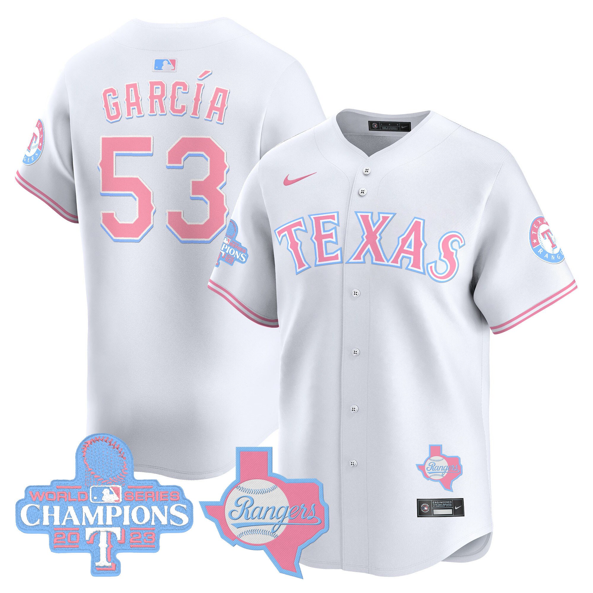 Adolis GarciaUnisex Texas Rangers Bubblegum Pink Vapor Premier Limited White Jersey - All Stitched