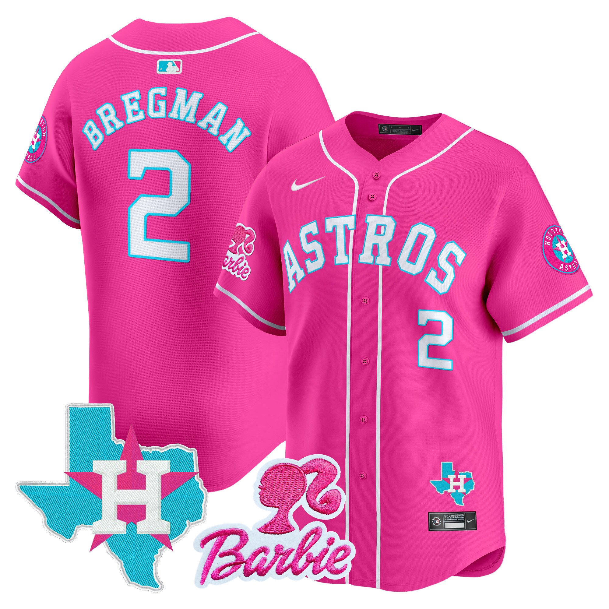 Alex BregmanUnisex Houston Astros Barbie Patch Vapor Premier Limited Pink Jersey - All Stitched