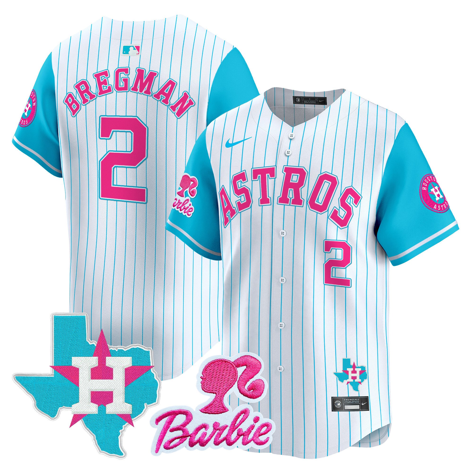 Alex BregmanUnisex Houston Astros Barbie Patch Vapor Premier Limited Pinstripe Jersey - All Stitched