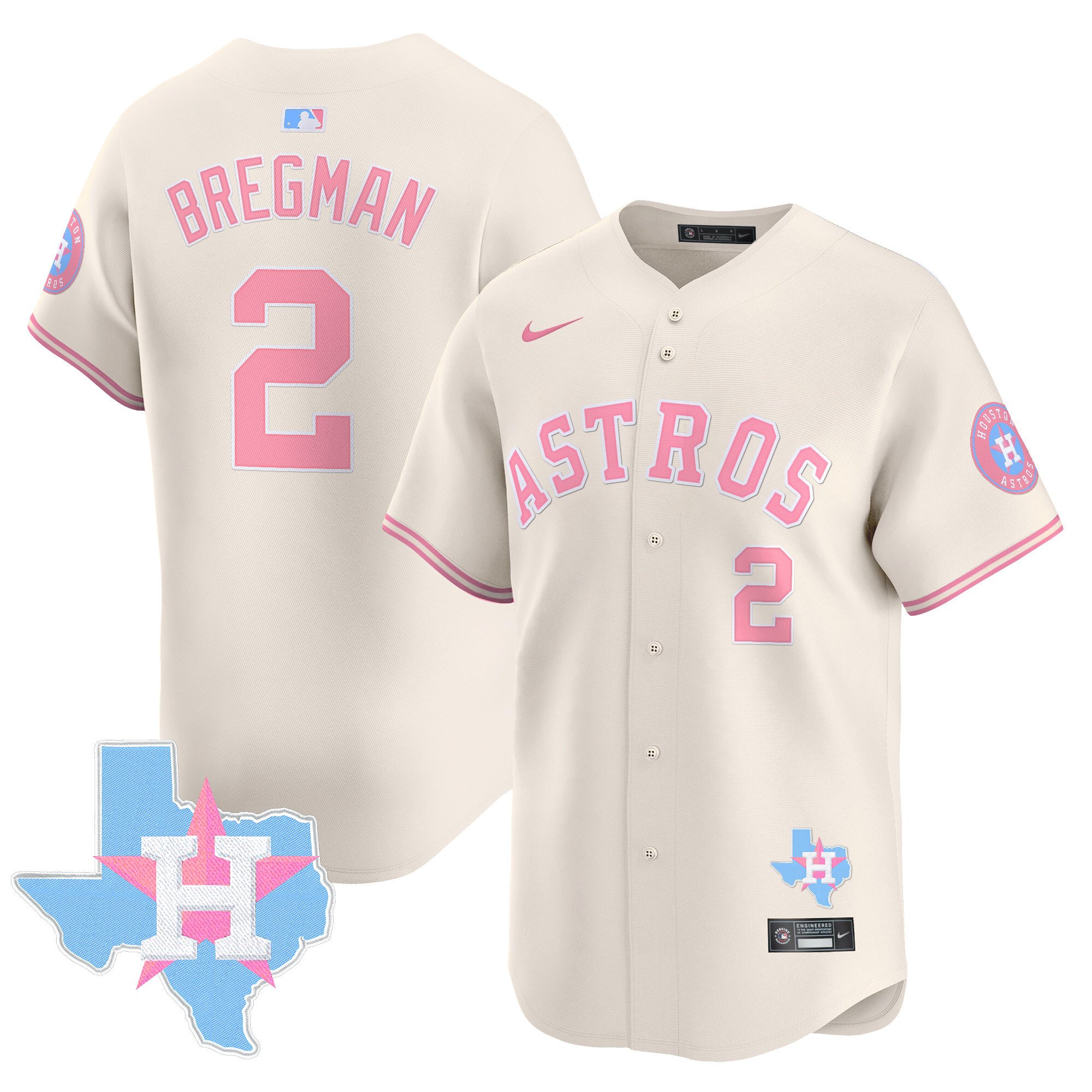 Alex BregmanUnisex Houston Astros Bubblegum Pink Vapor Premier Limited Cream Jersey - All Stitched