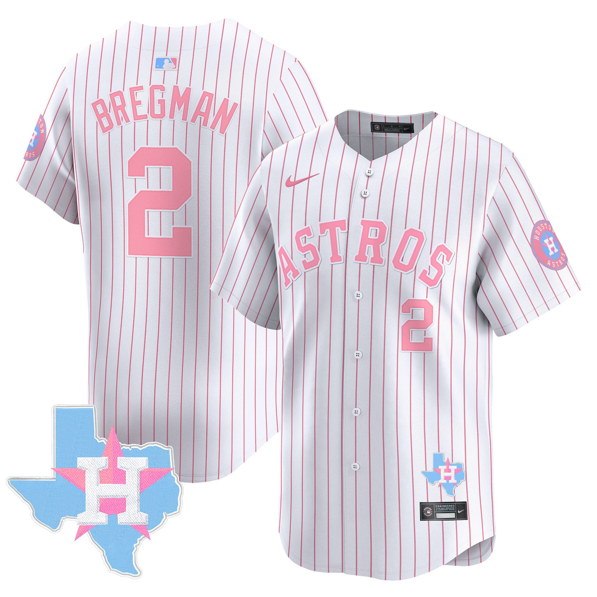 Alex BregmanUnisex Houston Astros Bubblegum Pink Vapor Premier Limited Pinstripe Jersey - All Stitched