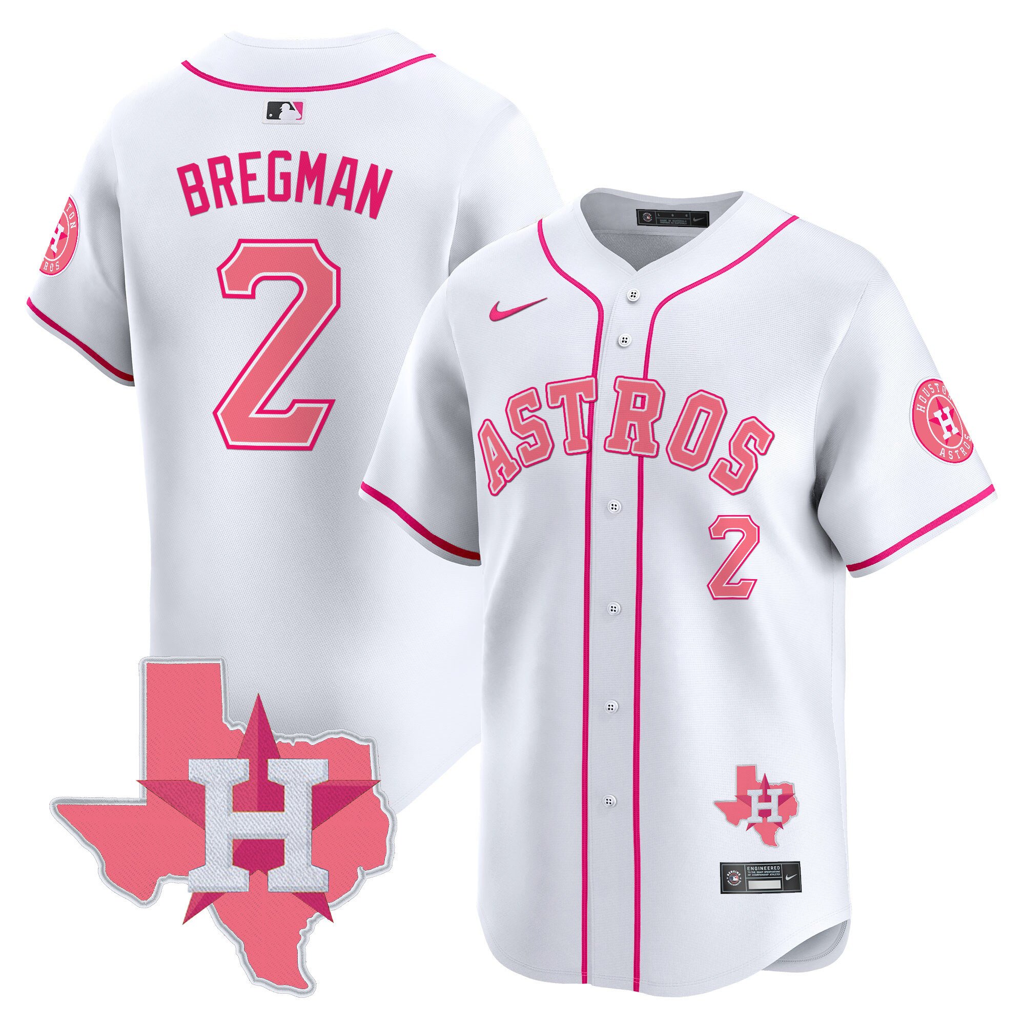 Alex BregmanUnisex Houston Astros Bubblegum Pink Vapor Premier Limited White Jersey V2 - All Stitched