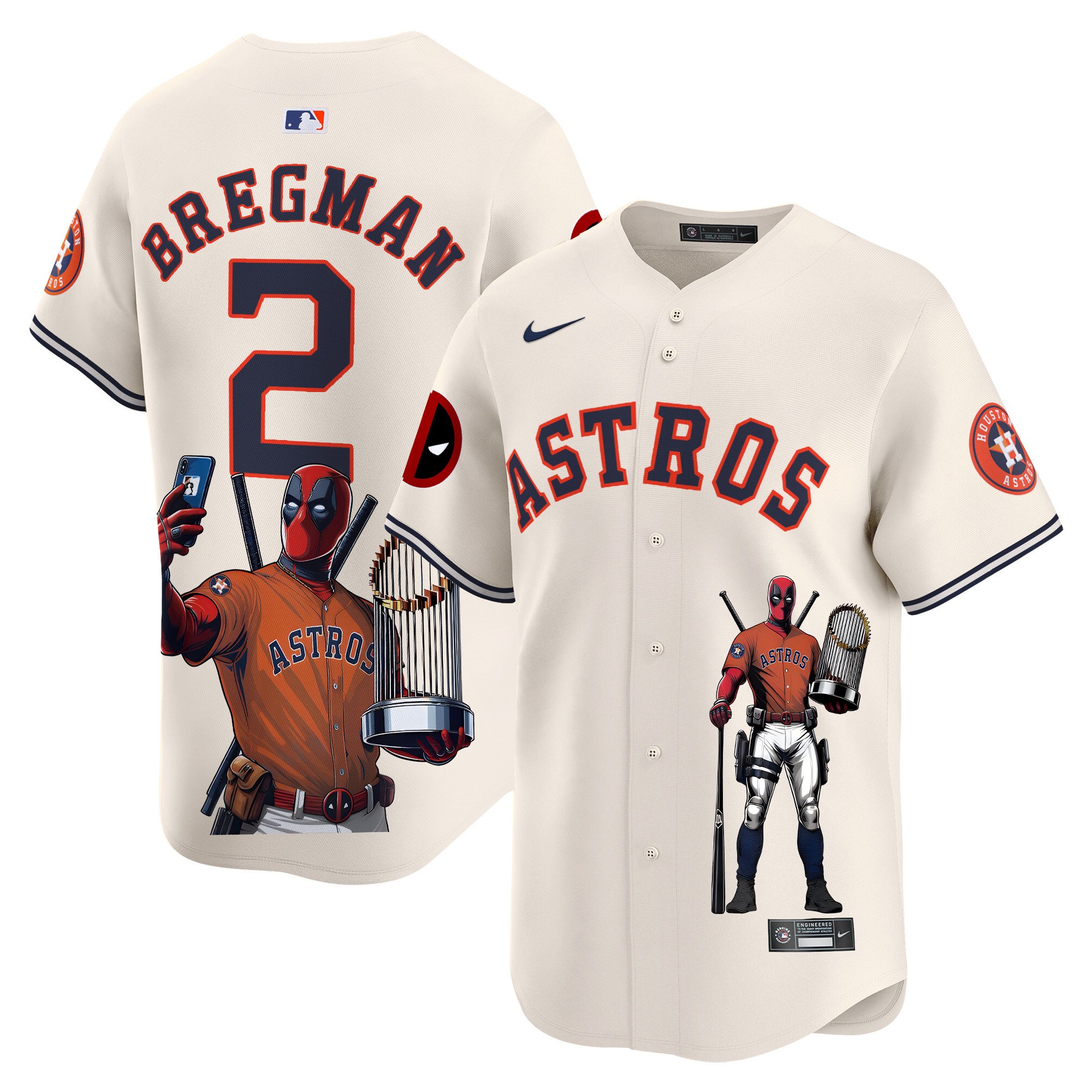 Alex BregmanUnisex Houston Astros Deadpool Vapor Premier Limited Cream Jersey - Printed