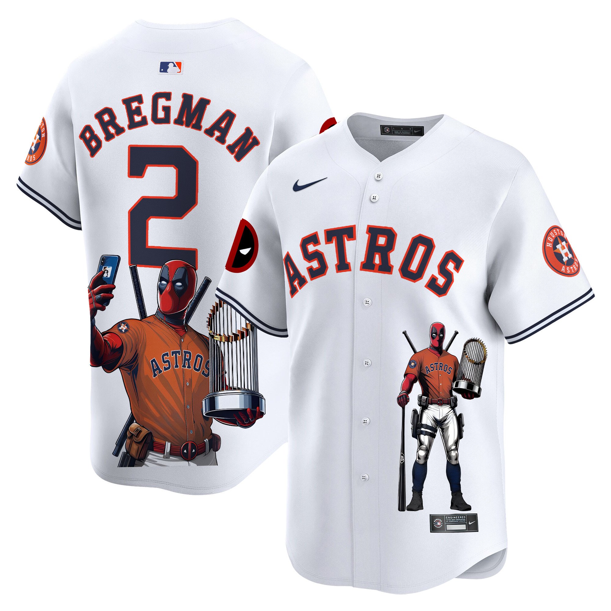 Alex BregmanUnisex Houston Astros Deadpool Vapor Premier Limited White Jersey - Printed