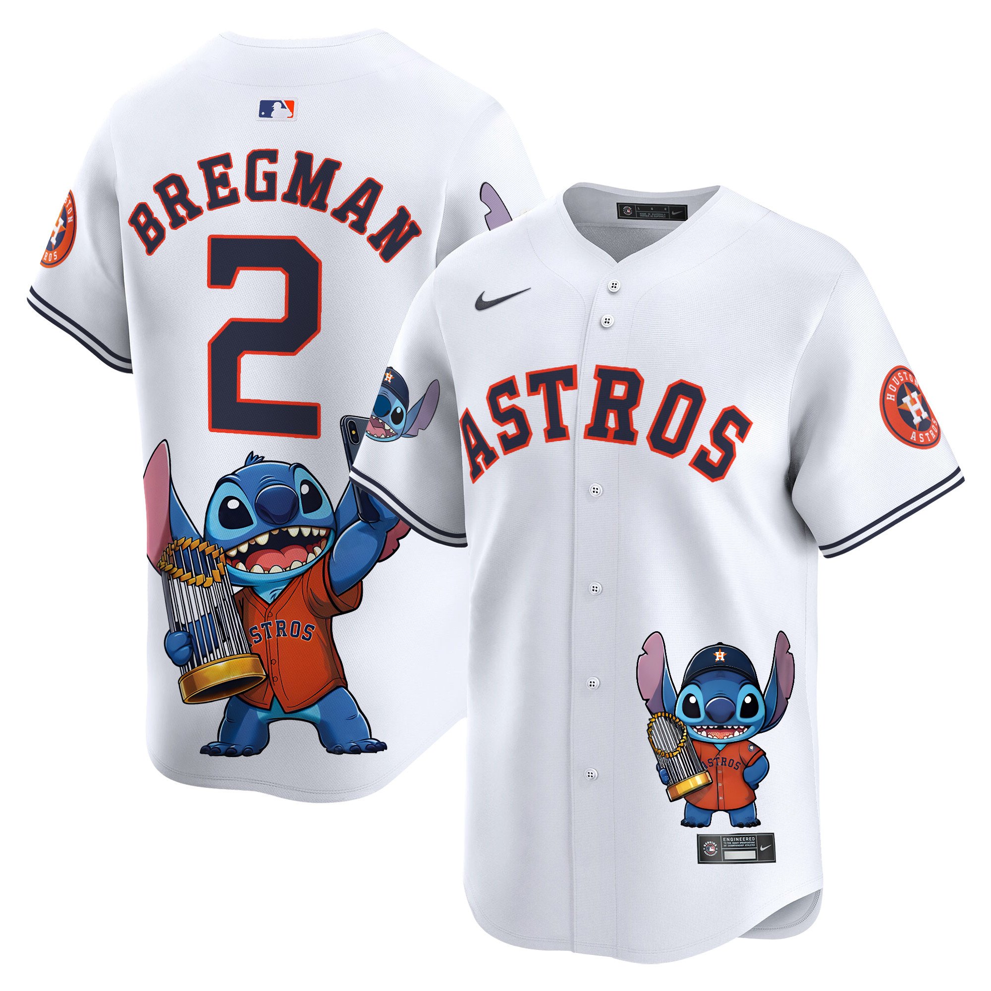 Alex BregmanUnisex Houston Astros Lilo And Stitch Vapor Premier Limited White Jersey - Printed