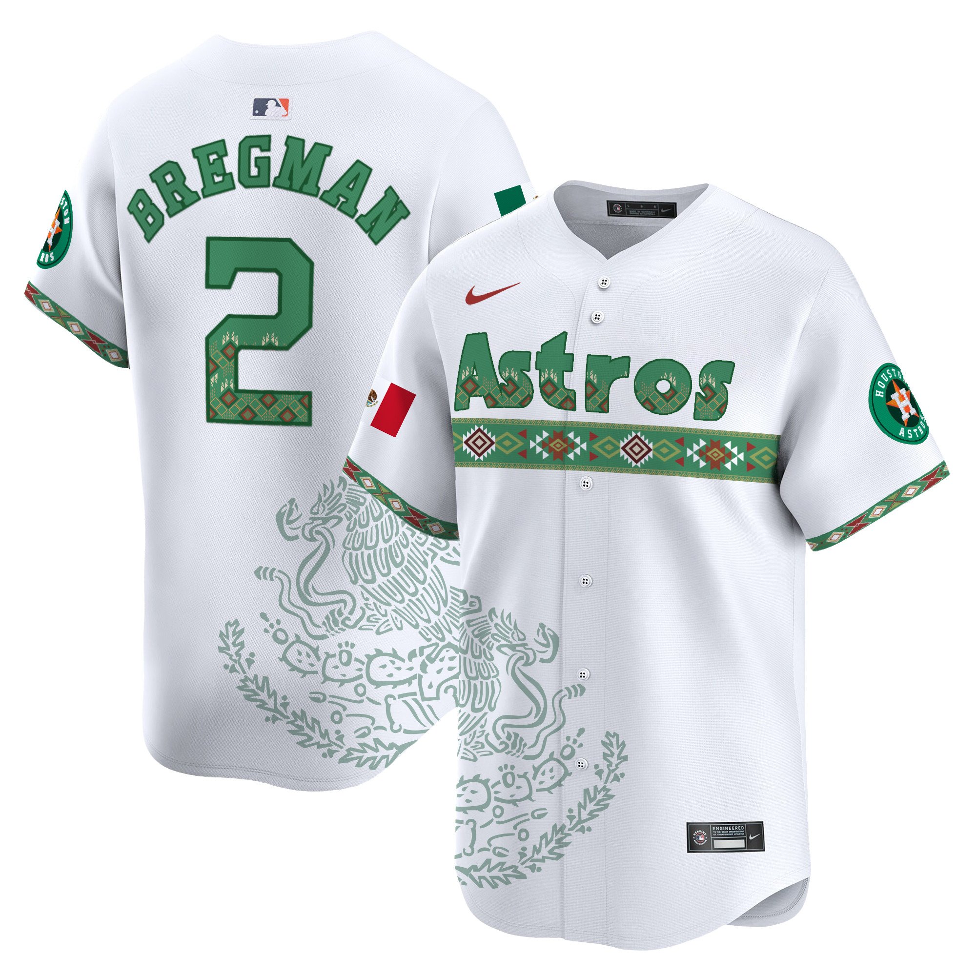 Alex BregmanUnisex Houston Astros Mexico Vapor Premier Limited White Jersey - Printed