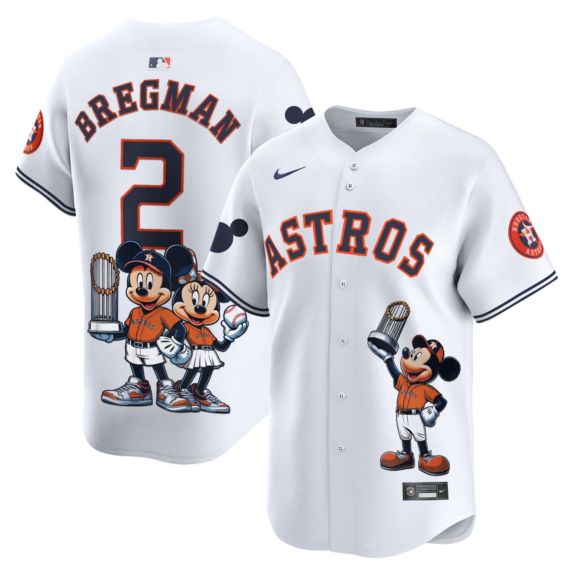 Alex BregmanUnisex Houston Astros Mickey Houston Vapor Premier Limited White Jersey - Printed