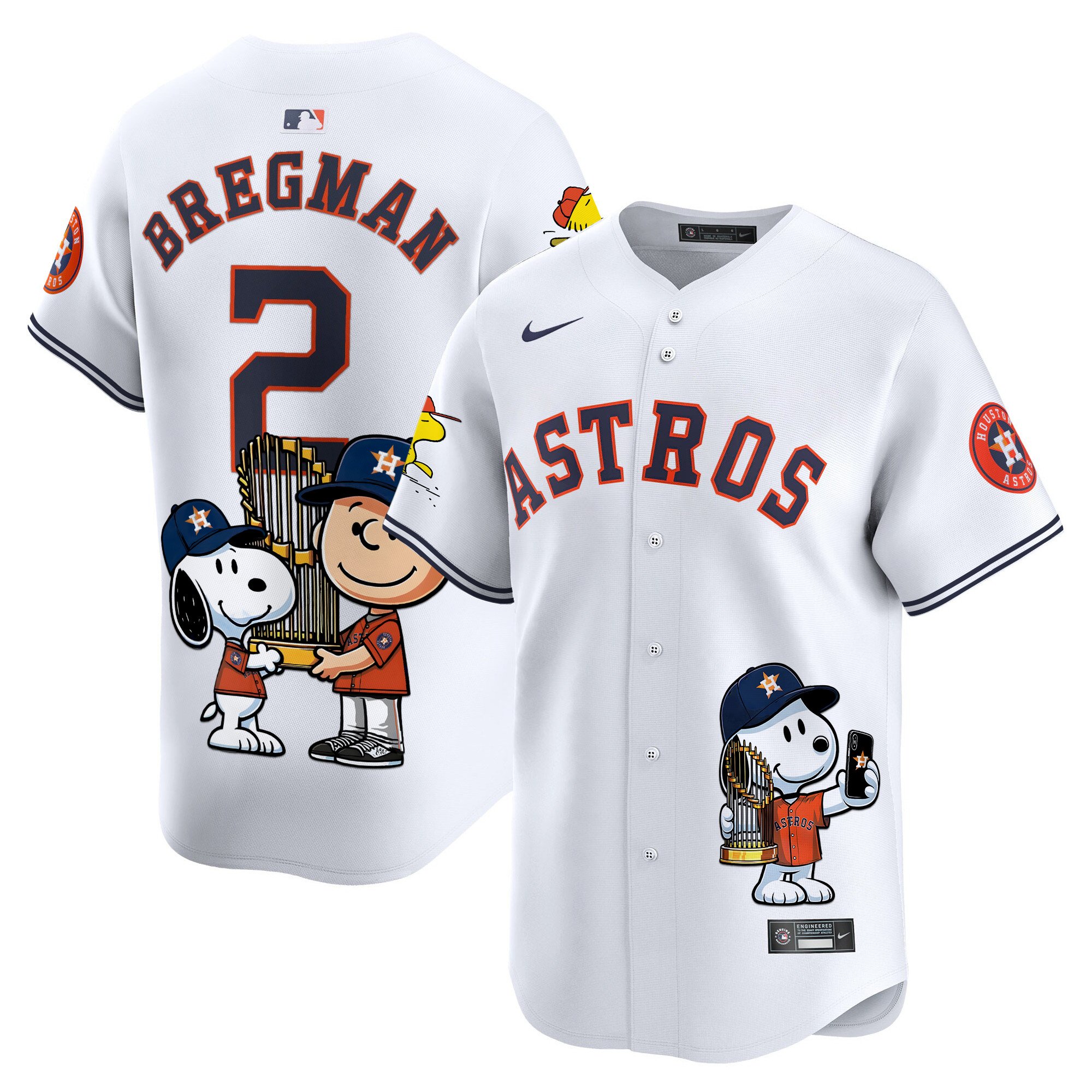 Alex BregmanUnisex Houston Astros Peanut Snoopy Vapor Premier Limited White Jersey - Printed