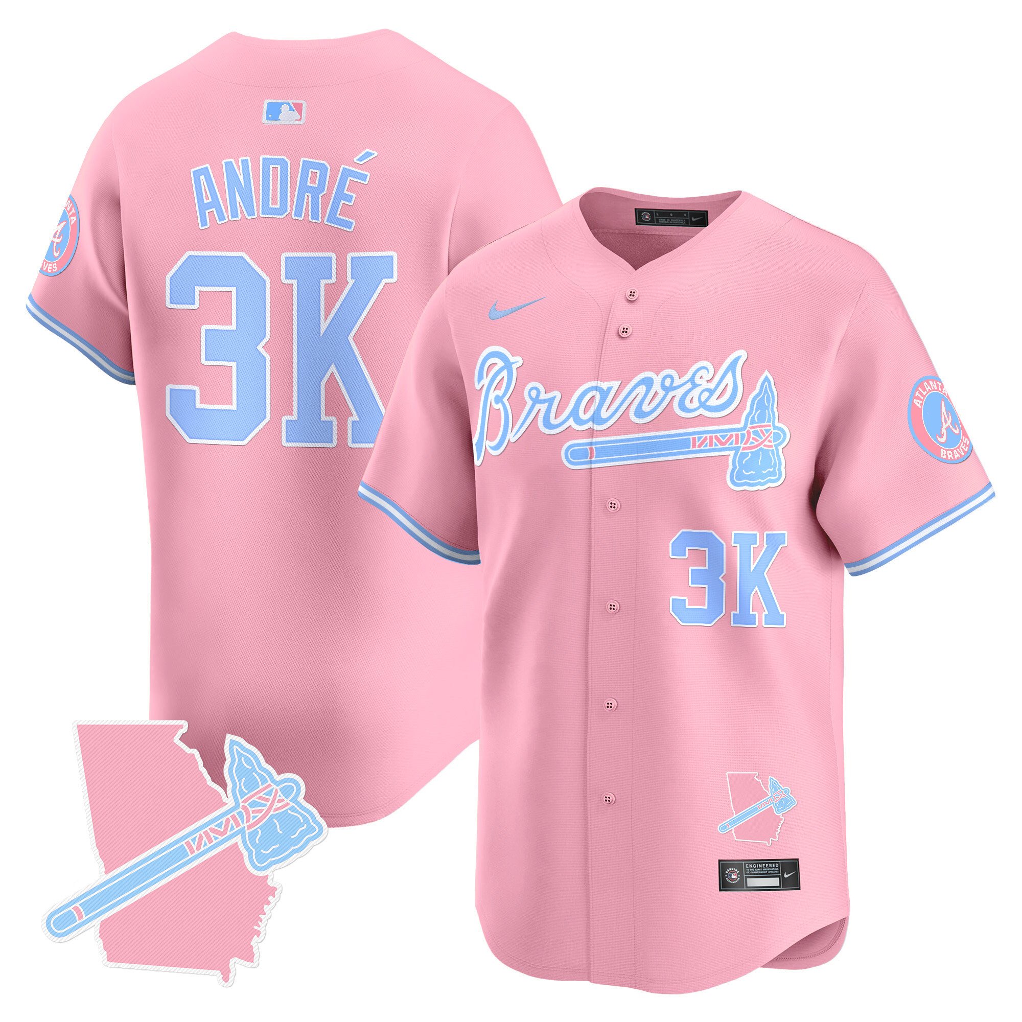 AndrÃˆUnisex Atlanta Braves Bubblegum Pink Vapor Premier Limited Pink Jersey - All Stitched