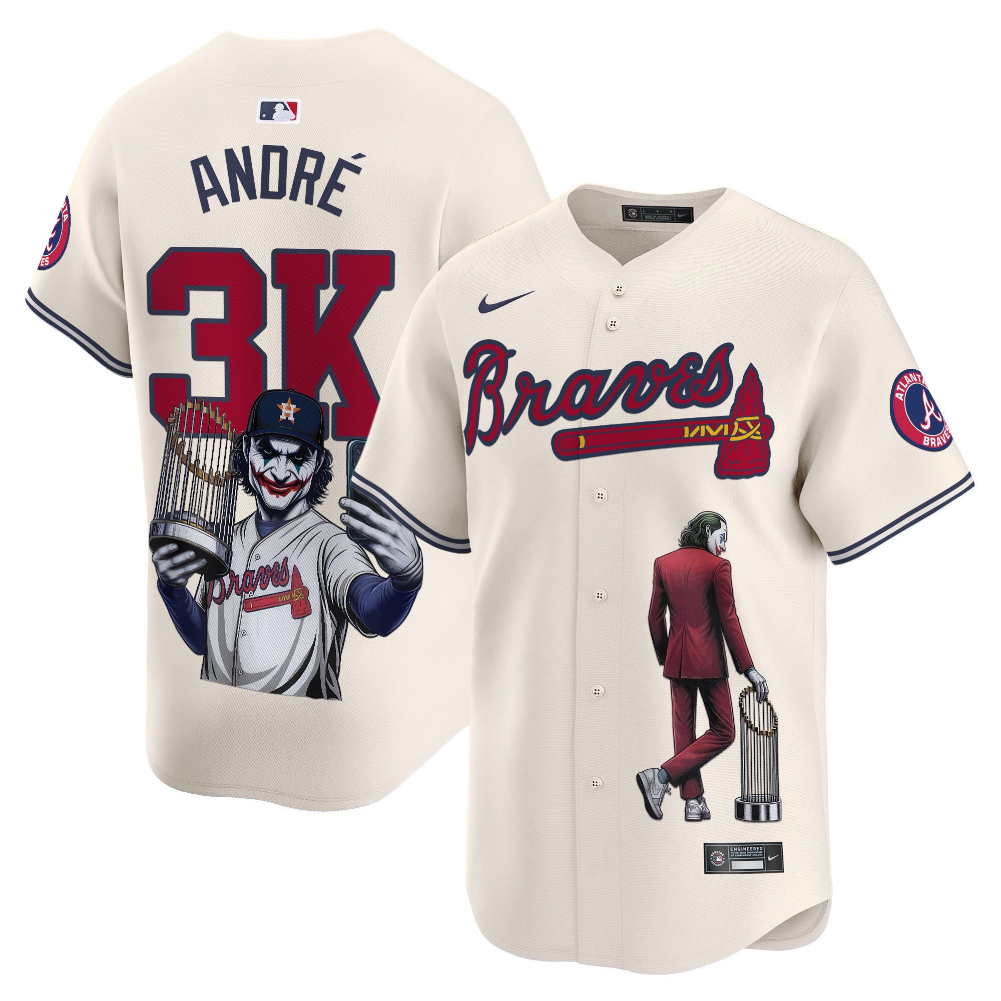 AndrÃˆUnisex Atlanta Braves Joker Vapor Premier Limited Cream Jersey - Printed