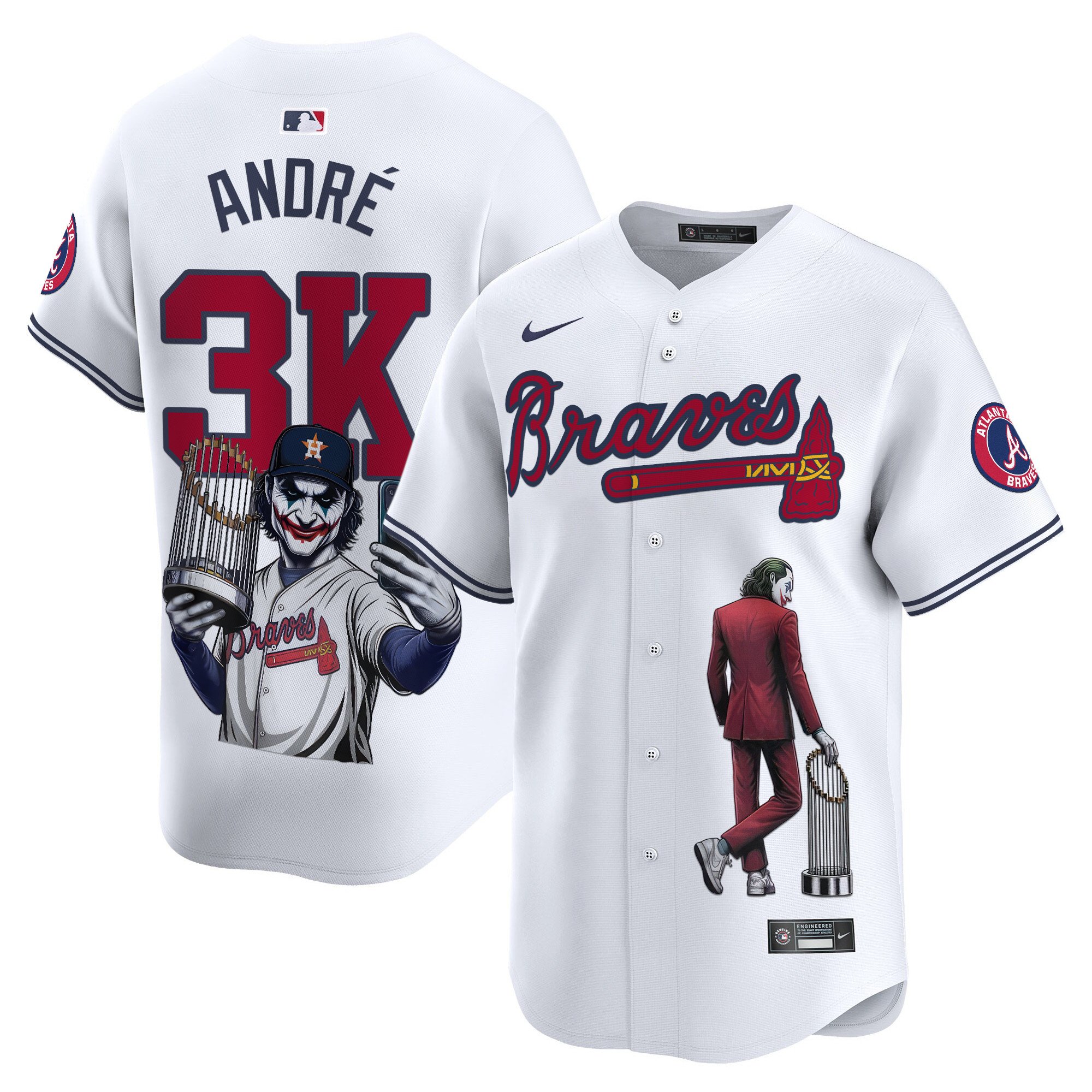 AndrÃˆUnisex Atlanta Braves Joker Vapor Premier Limited White Jersey - Printed