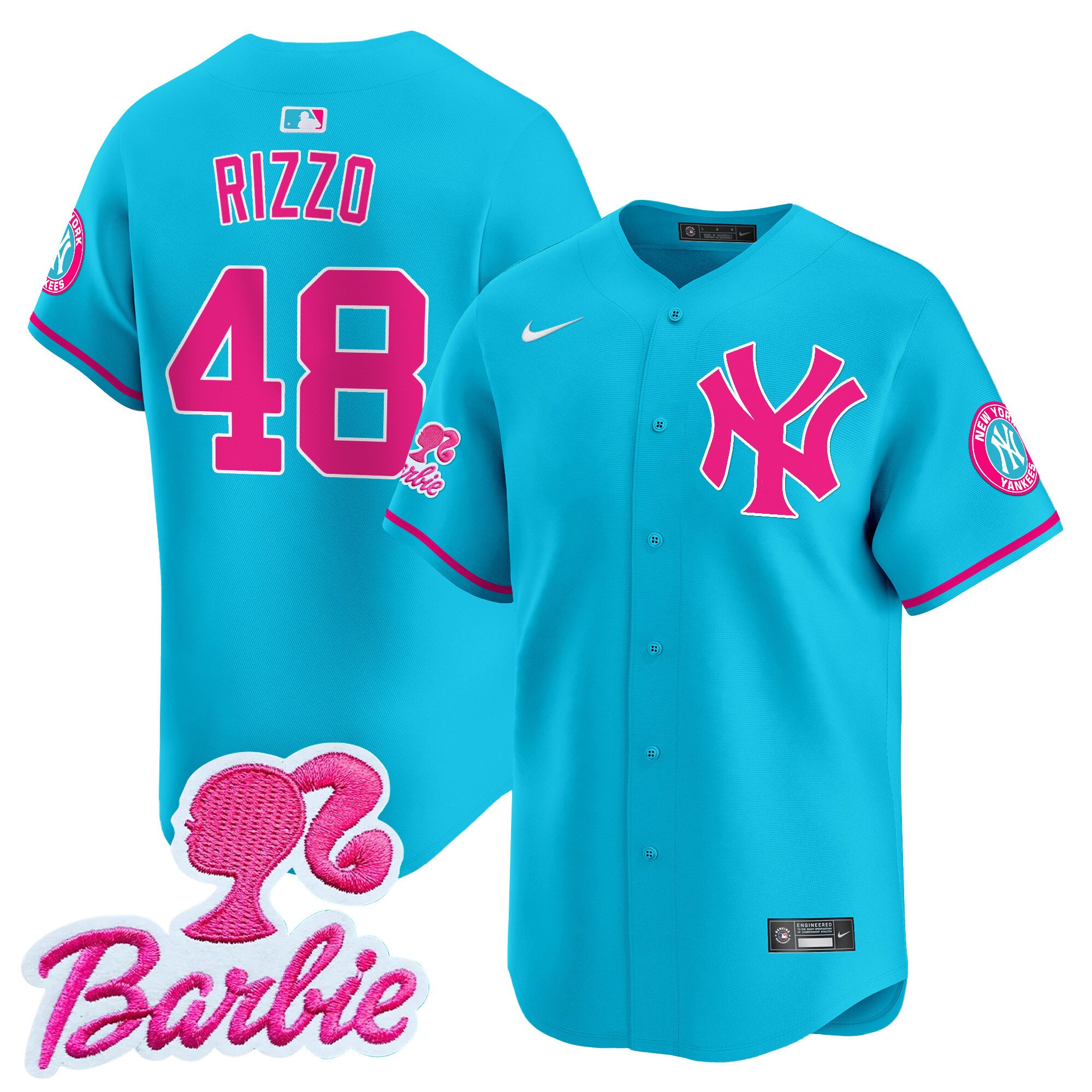 Anthony RizzoUnisex New York Yankees Barbie Patch Vapor Premier Limited Light Blue Jersey - All Stitched