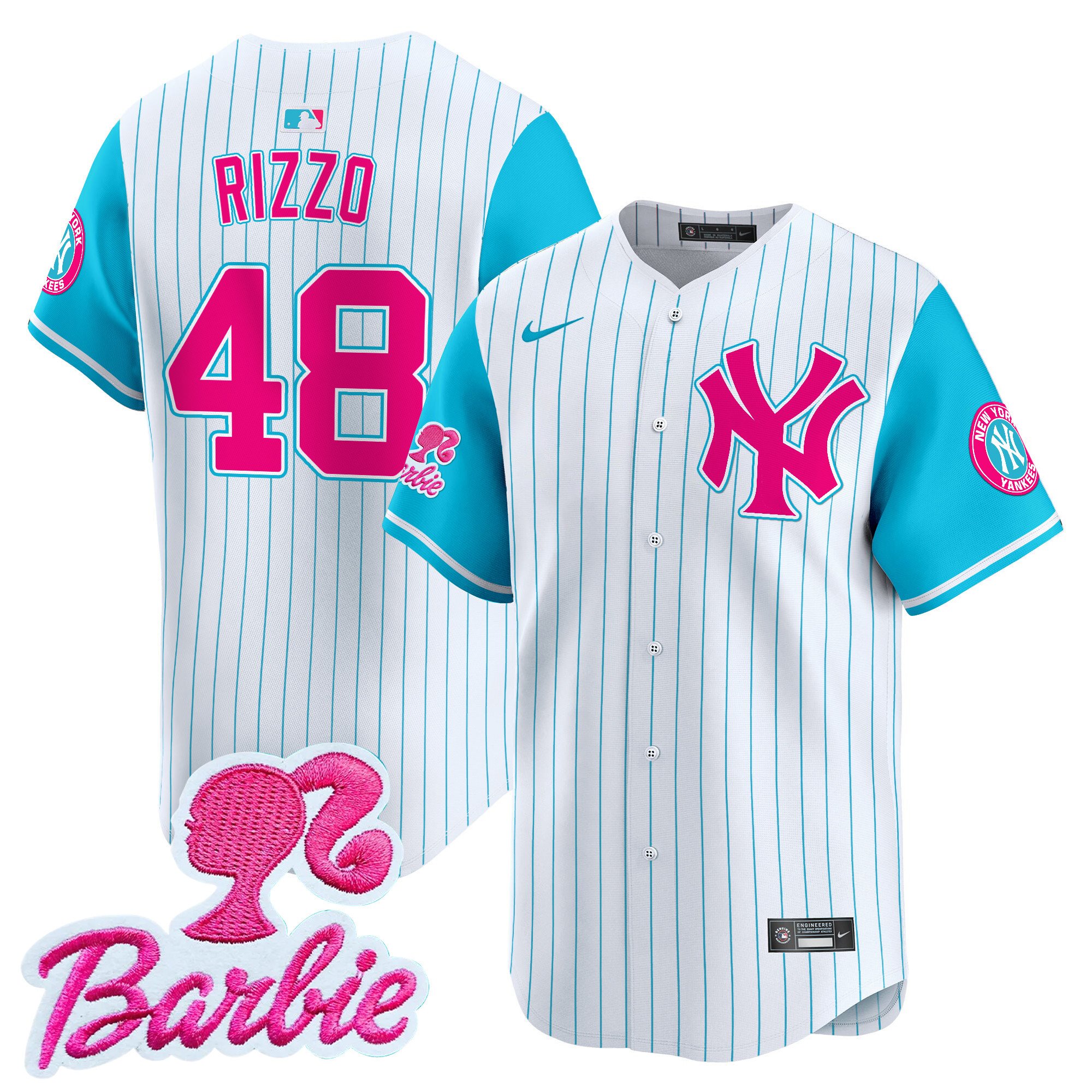 Anthony RizzoUnisex New York Yankees Barbie Patch Vapor Premier Limited Pinstripe Jersey - All Stitched