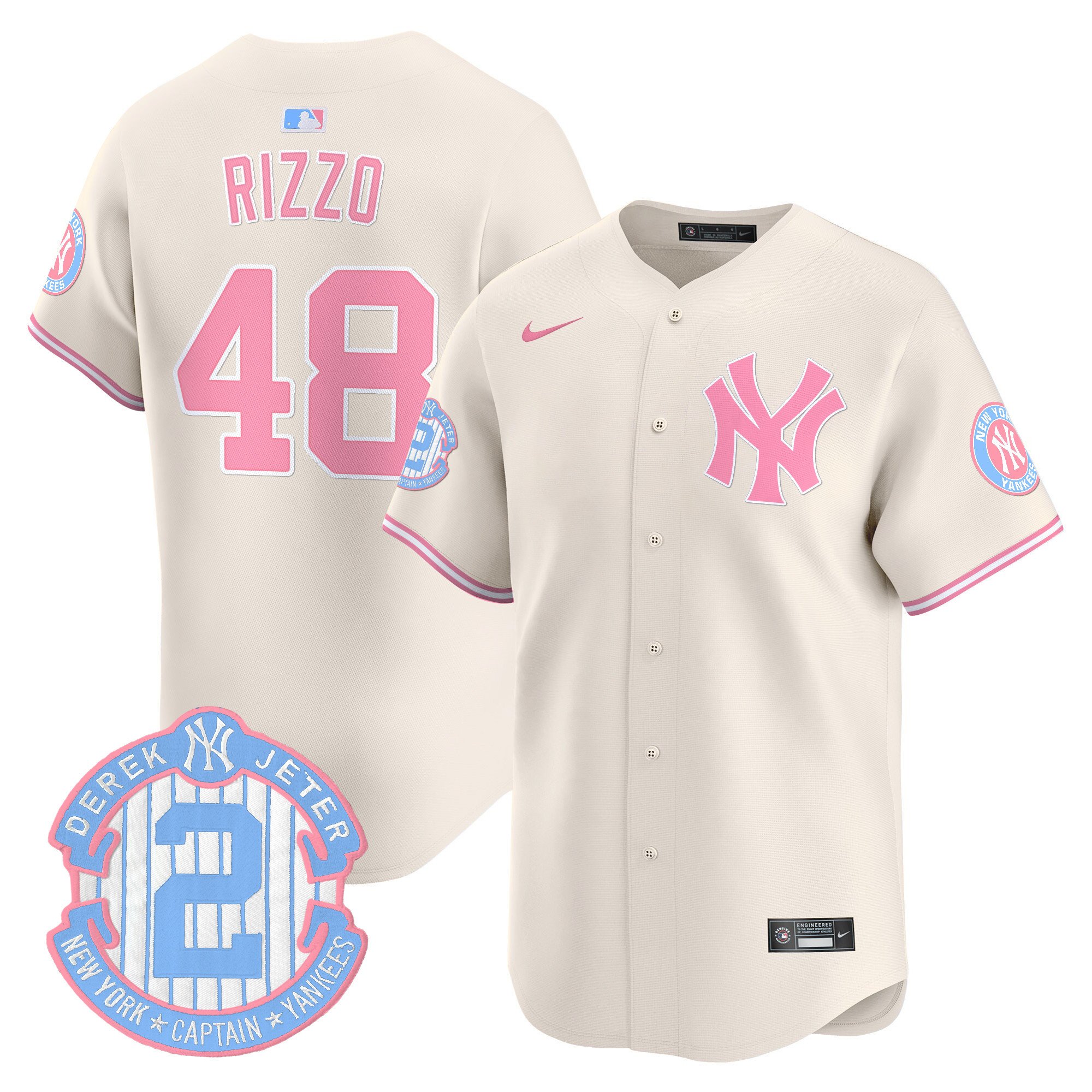 Anthony RizzoUnisex New York Yankees Bubblegum Pink Vapor Premier Limited Cream Jersey - All Stitched