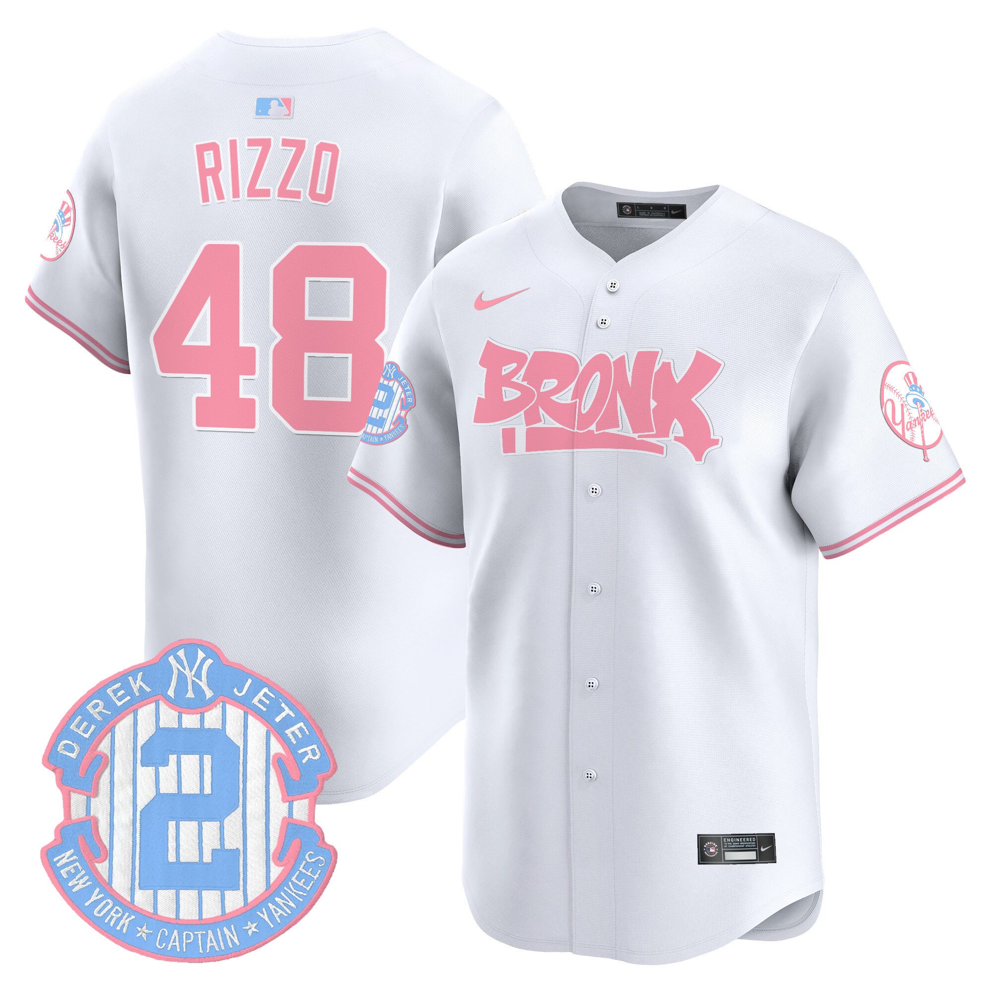 Anthony RizzoUnisex New York Yankees The Bronx Graffiti Bubblegum Pink Vapor Premier Limited White Jersey - All Stitched