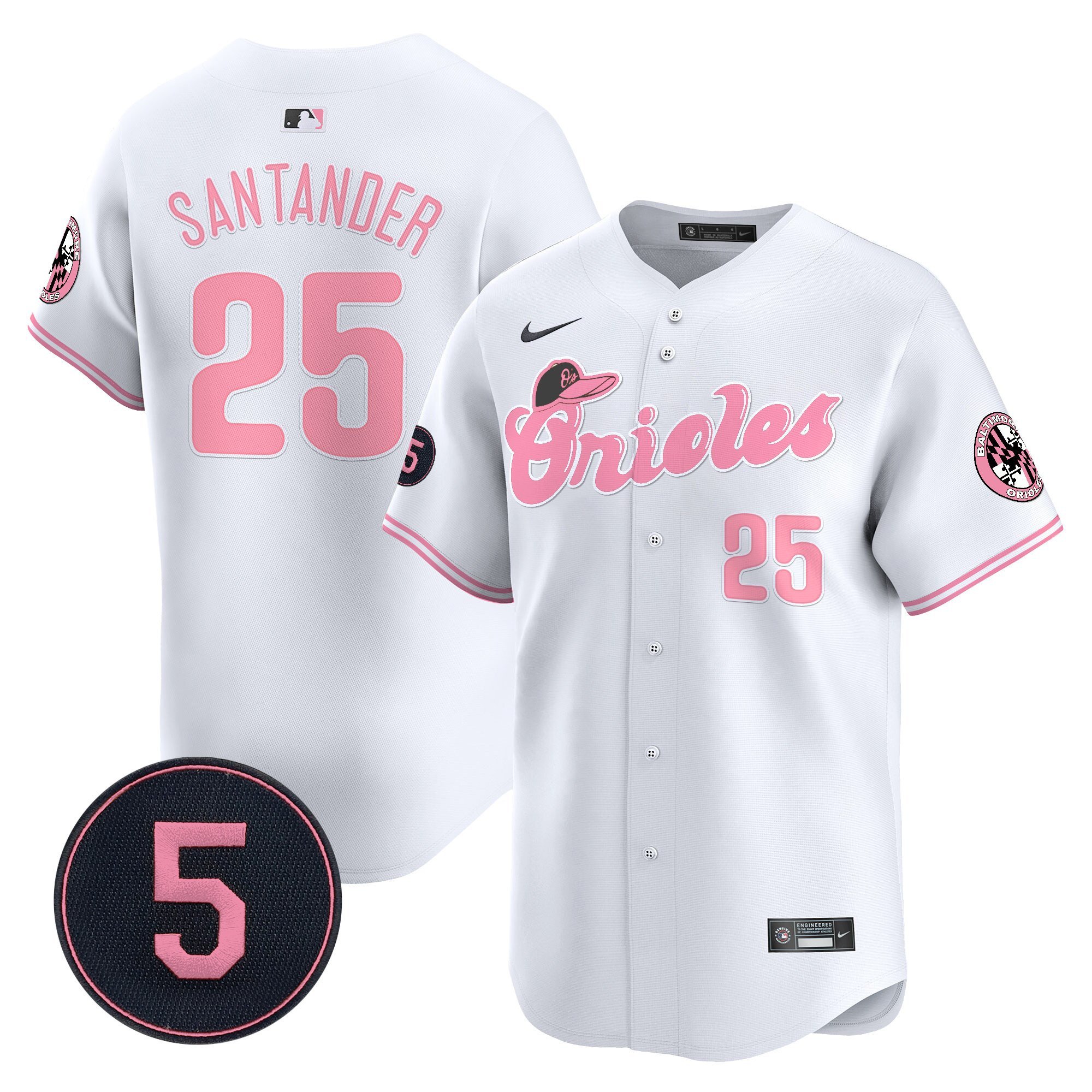 Anthony SantanderUnisex Baltimore Orioles Pastel Style Robinson Patch Vapor Premier Limited White Jersey - All Stitched