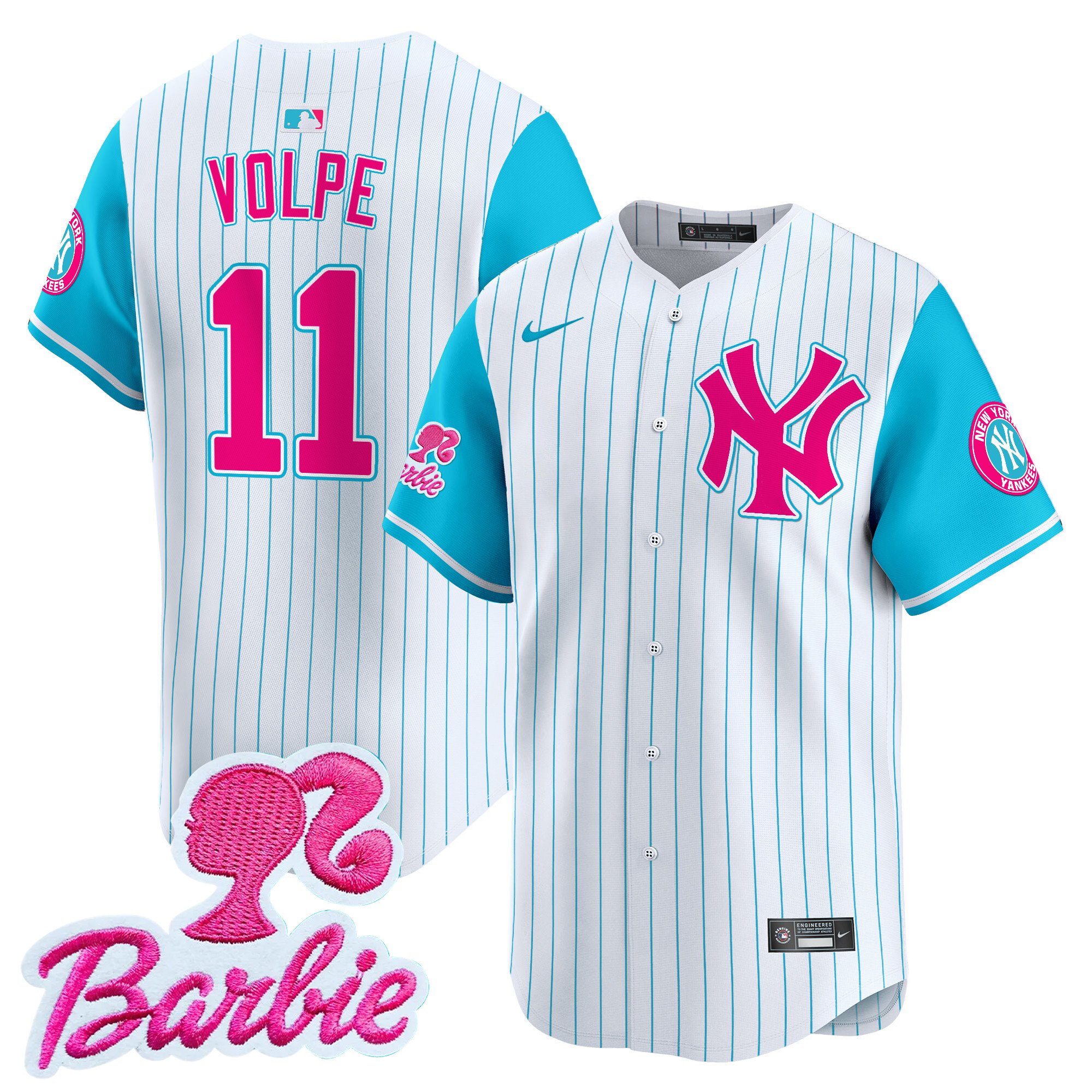 Anthony VolpeUnisex New York Yankees Barbie Patch Vapor Premier Limited Pinstripe Jersey - All Stitched