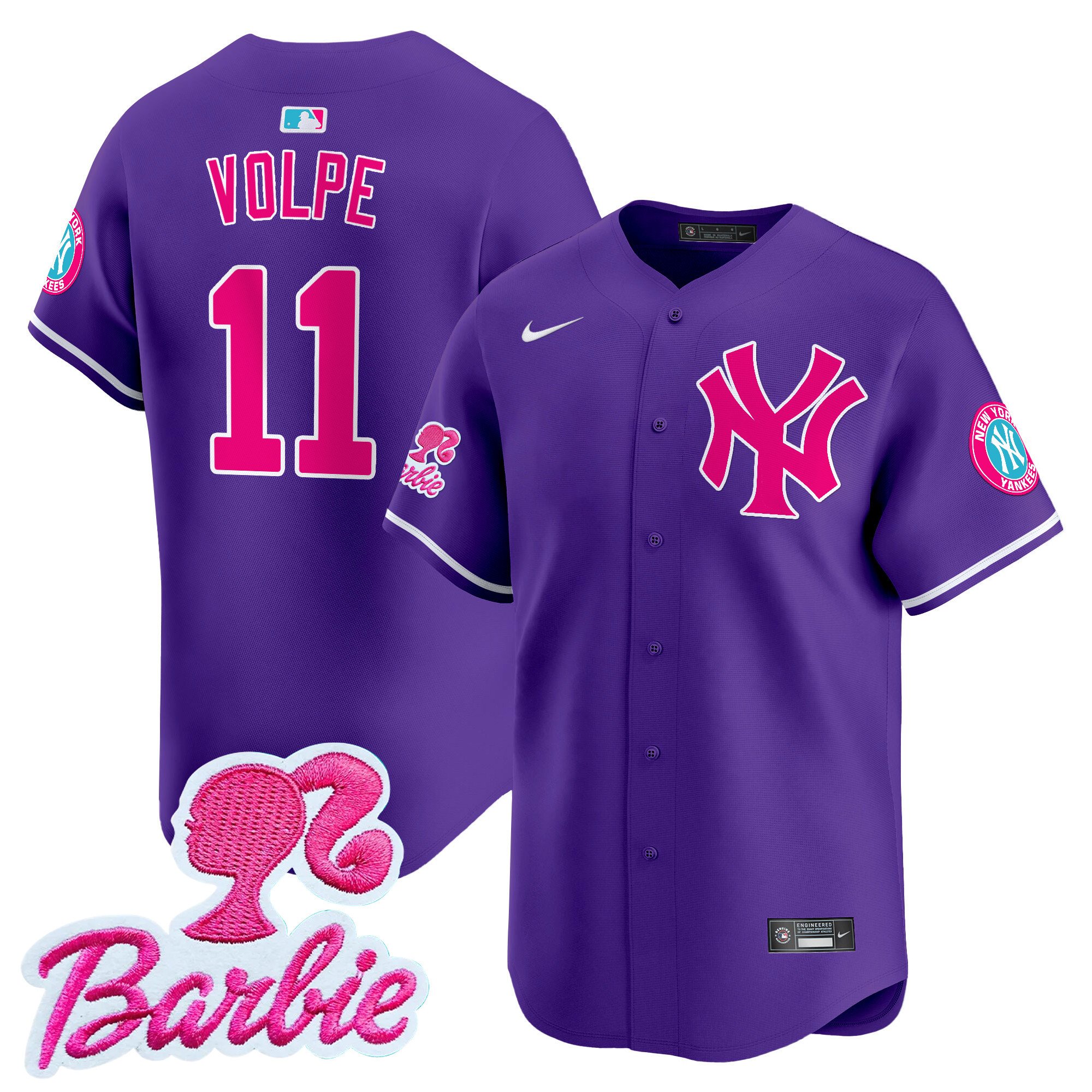 Anthony VolpeUnisex New York Yankees Barbie Patch Vapor Premier Limited Purple Jersey - All Stitched