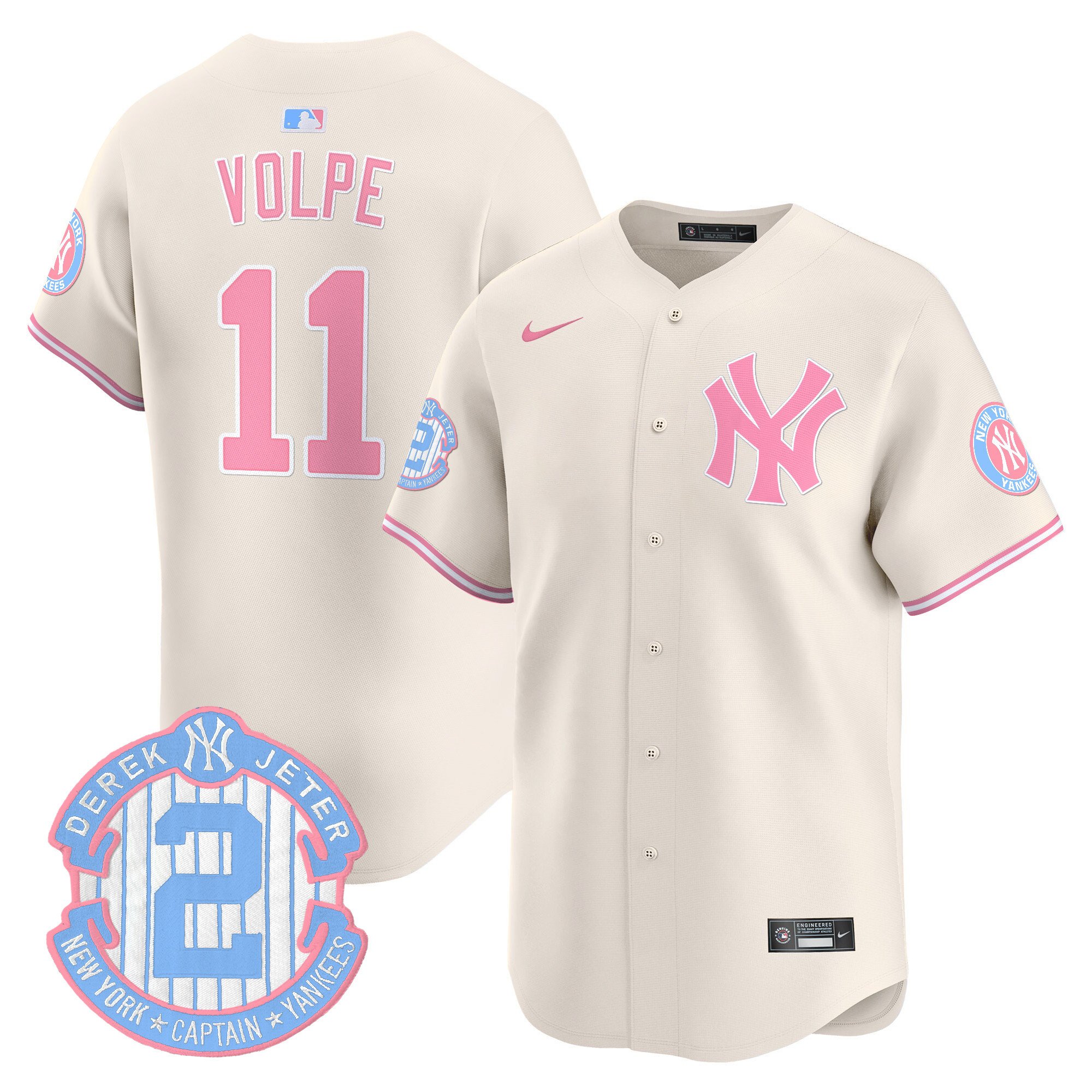 Anthony VolpeUnisex New York Yankees Bubblegum Pink Vapor Premier Limited Cream Jersey - All Stitched