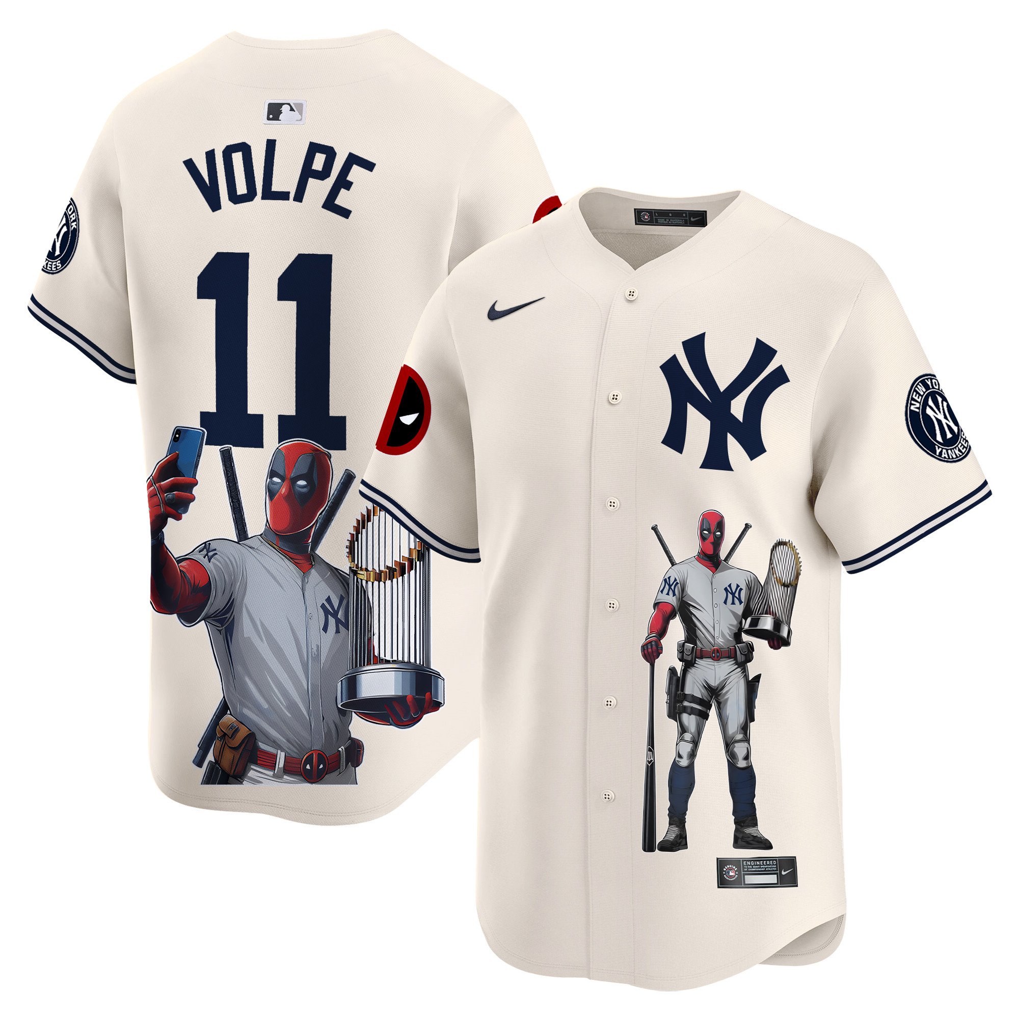 Anthony VolpeUnisex New York Yankees Deadpool Premier Limited Cream Jersey - Printed