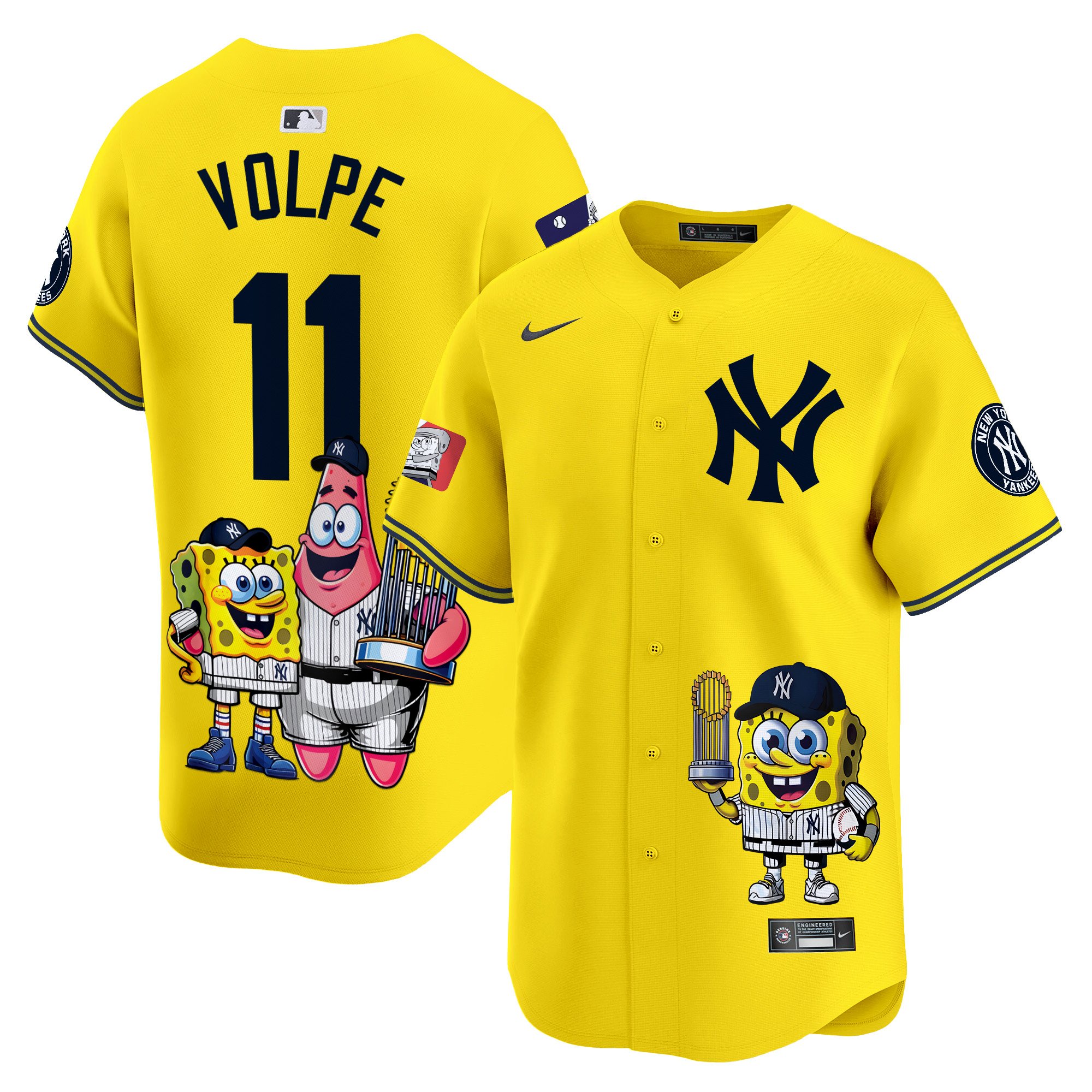 Anthony VolpeUnisex New York Yankees SpongeBob SquarePants Vapor Premier Limited Gold Jersey - Printed