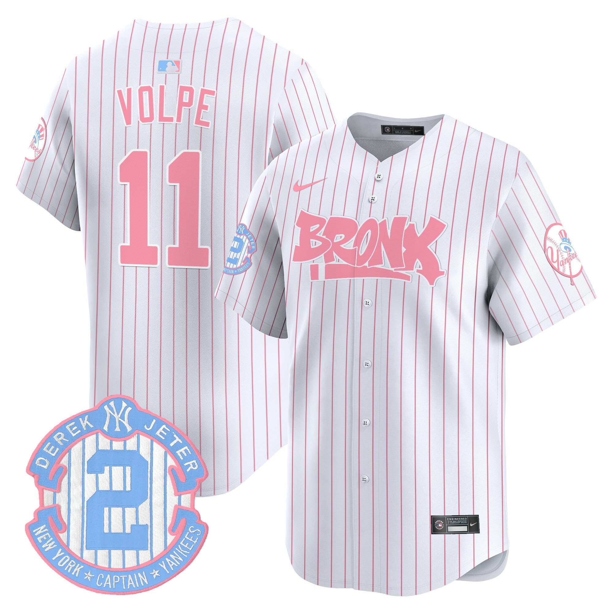 Anthony VolpeUnisex New York Yankees The Bronx Graffiti Bubblegum Pink Vapor Premier Limited Pinstripe Jersey - All Stitched