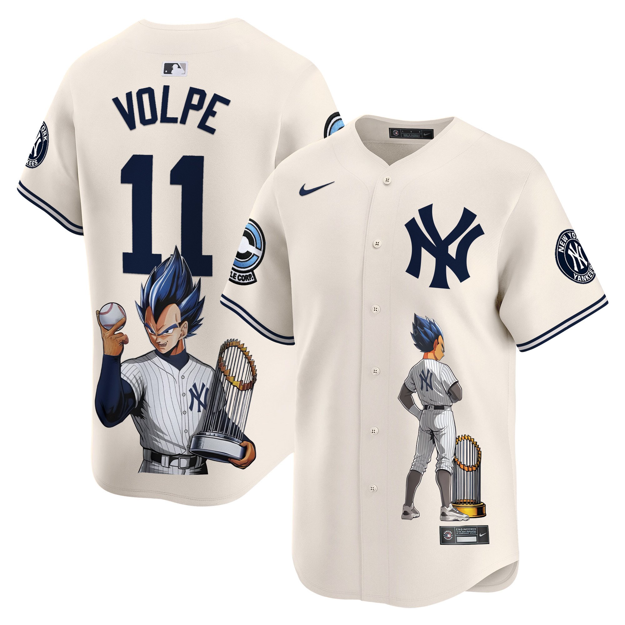 Anthony VolpeUnisex New York Yankees Vegeta Dragon Ball Vapor Premier Limited Cream Jersey - Printed