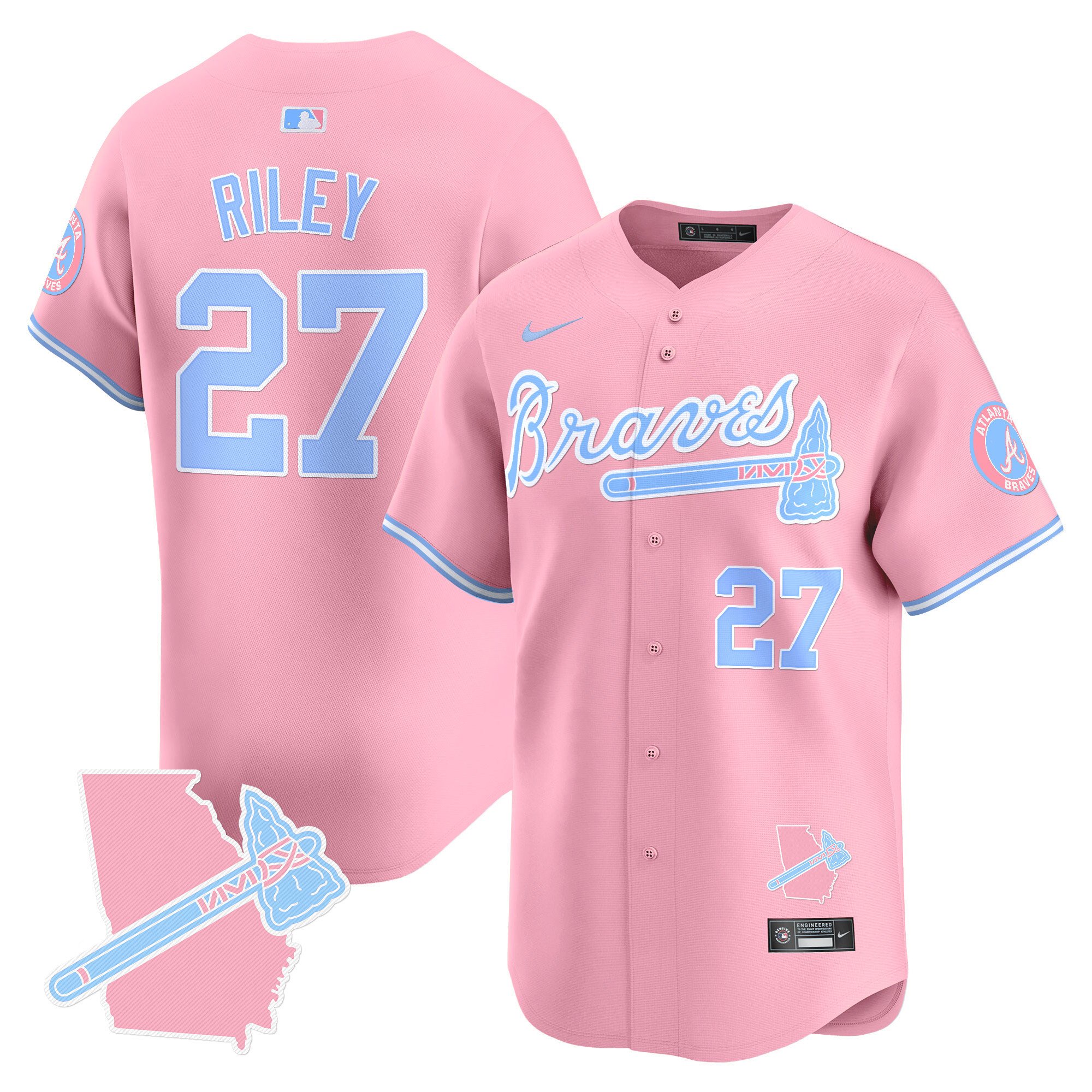 Austin RileyUnisex Atlanta Braves Bubblegum Pink Vapor Premier Limited Pink Jersey - All Stitched