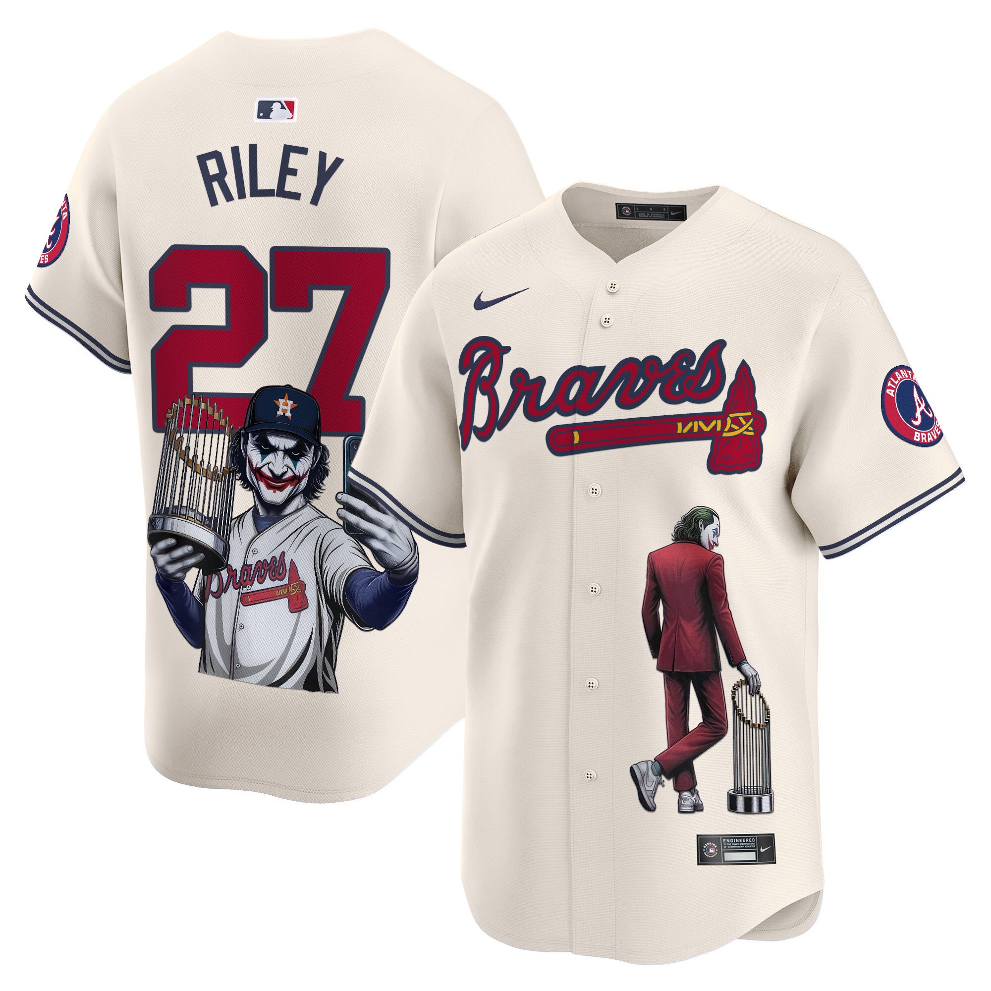 Austin RileyUnisex Atlanta Braves Joker Vapor Premier Limited Cream Jersey - Printed