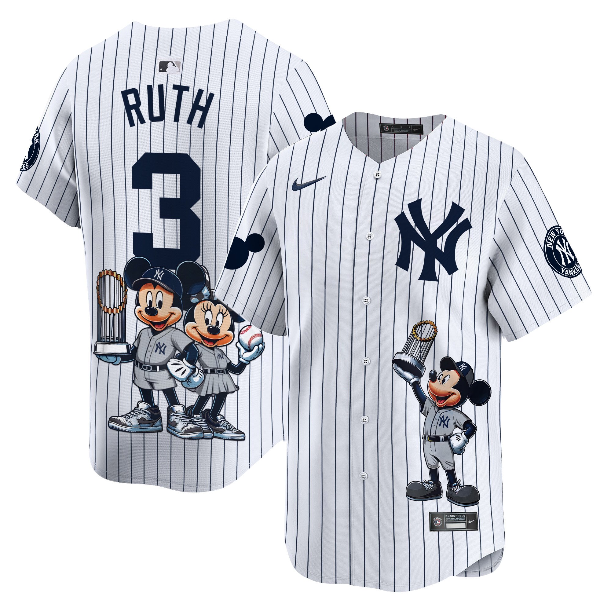 Babe RuthUnisex New York Yankees Mickey Vapor Premier Limited White Jersey - Printed