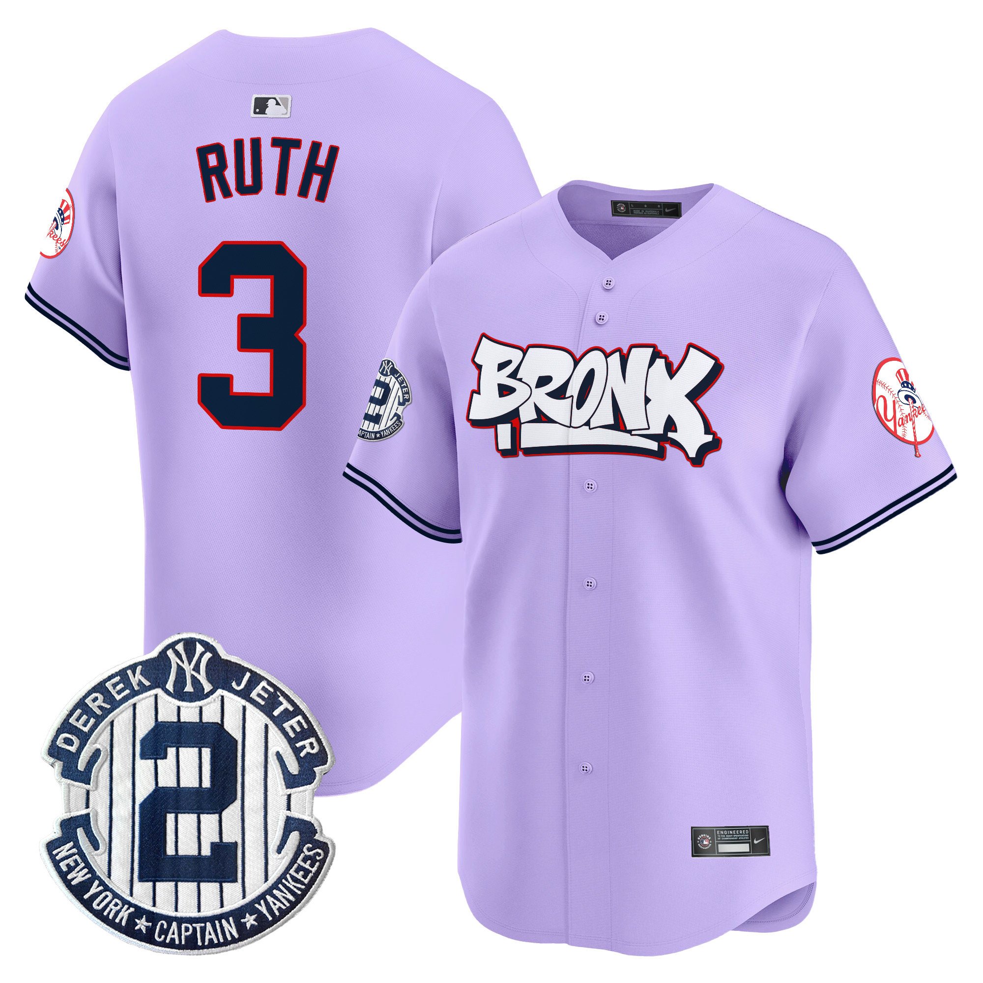 Babe RuthUnisex New York Yankees The Bronx Graffiti Vapor Premier Limited Purple Jersey V4 - All Stitched