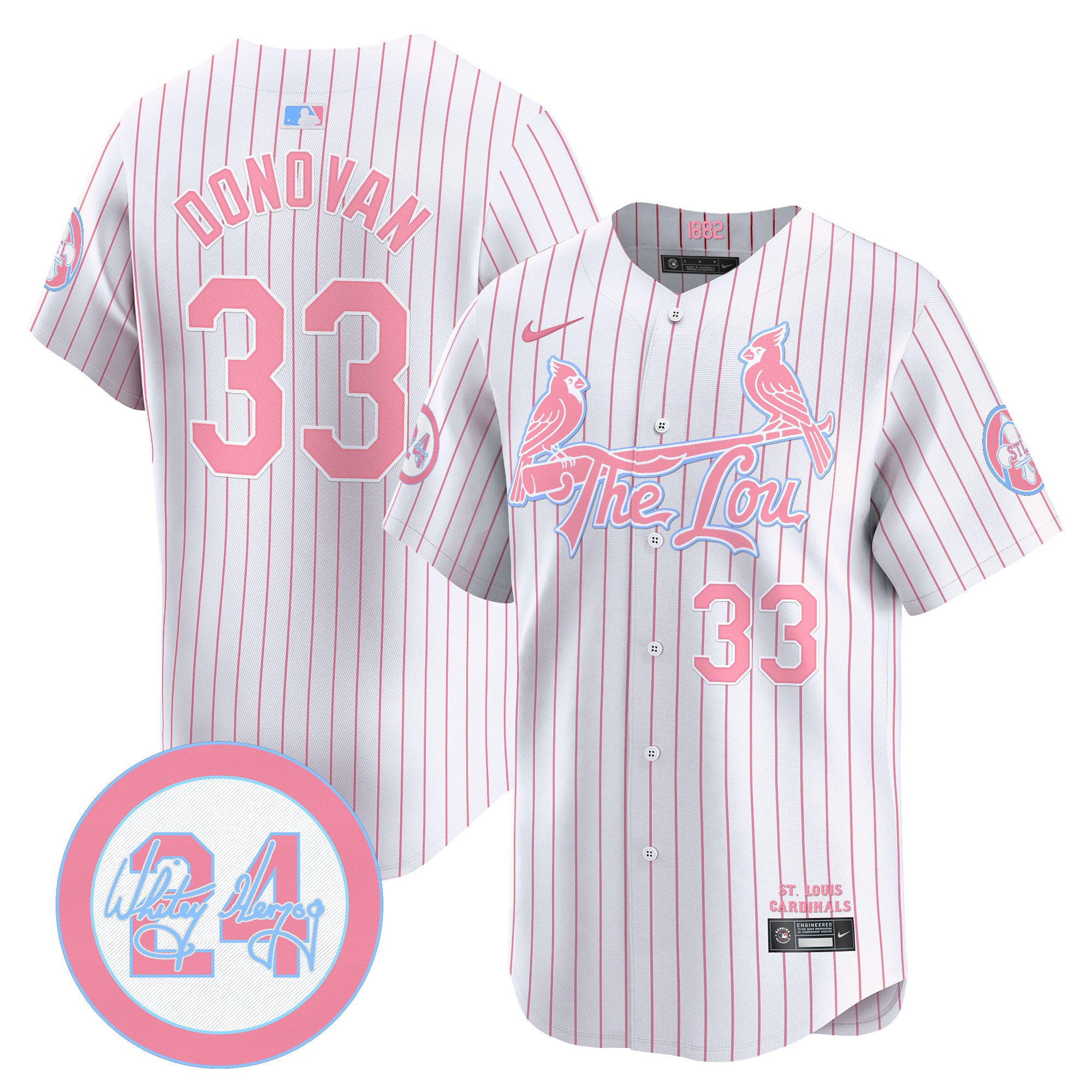Brendan DonovanUnisex St. Louis Cardinals Bubblegum Pink Vapor Premier Limited Pinstripe Jersey - All Stitched