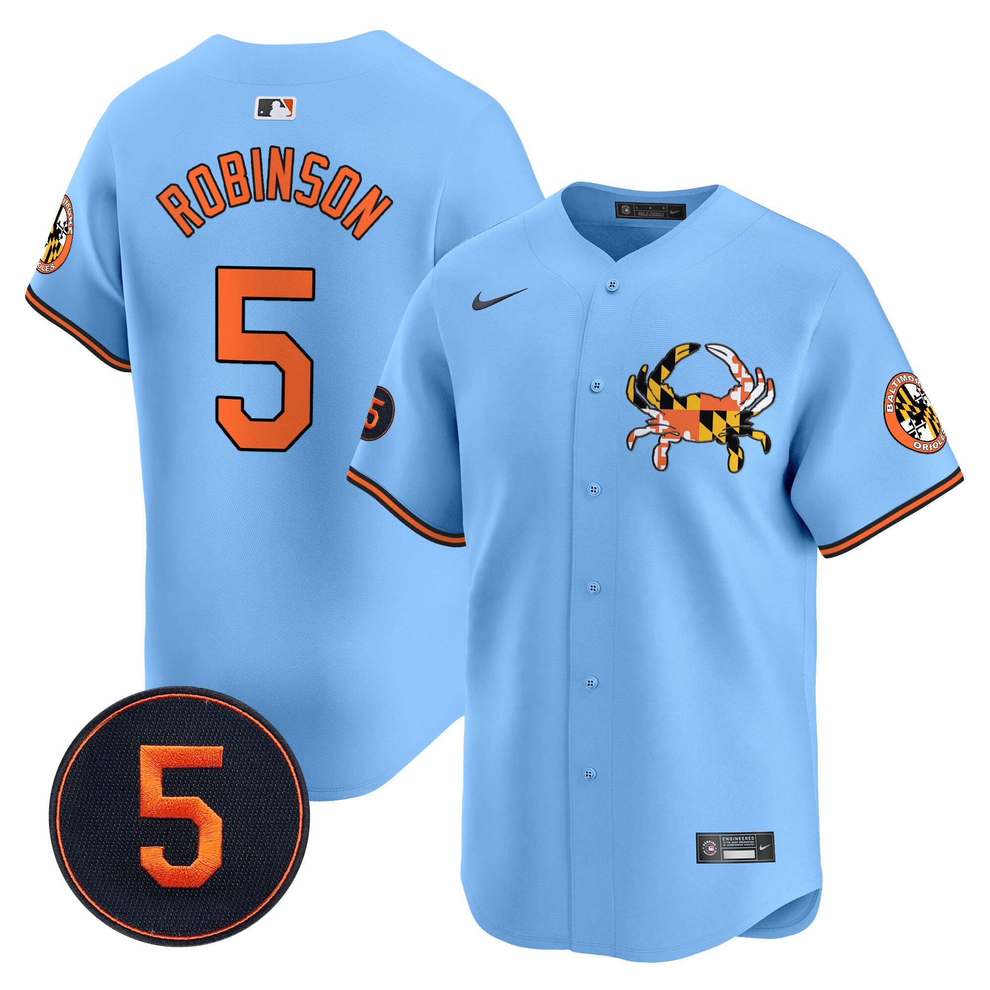 Brooks RobinsonUnisex Baltimore Orioles Robinson Patch Vapor Premier Limited Light Blue Jersey V3 - All Stitched