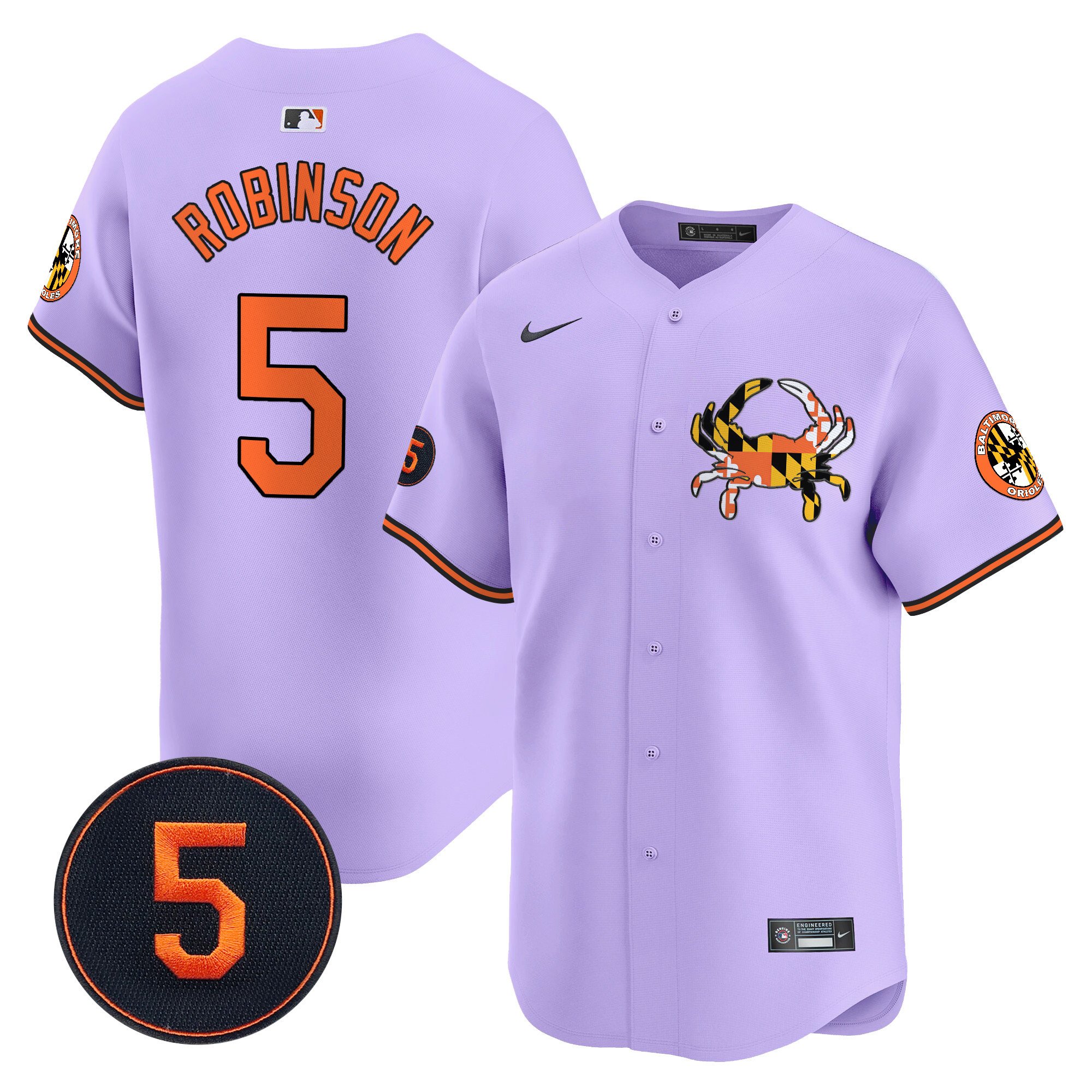 Brooks RobinsonUnisex Baltimore Orioles Robinson Patch Vapor Premier Limited Light Purple Jersey V3 - All Stitched
