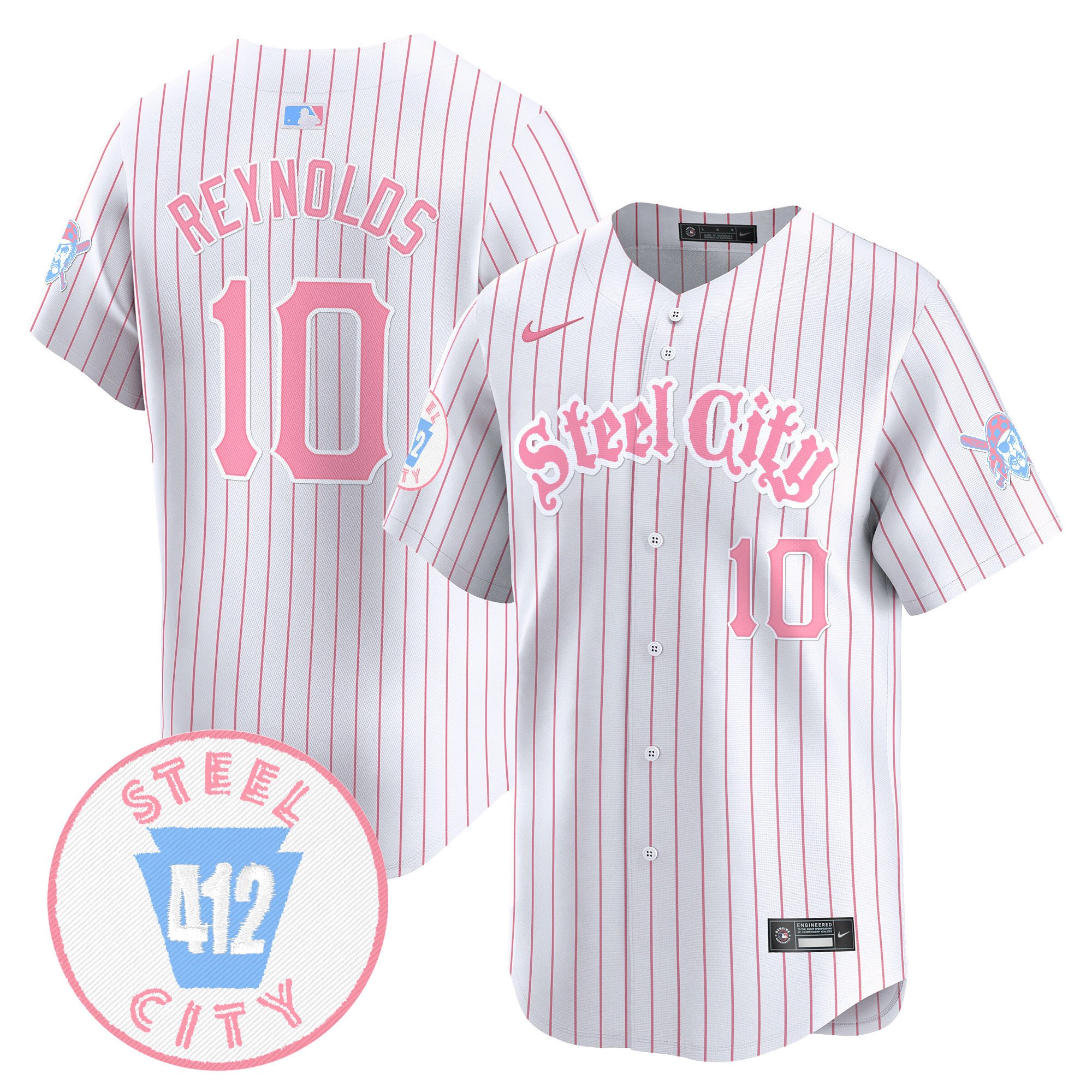Bryan ReynoldsUnisex Pittsburgh Pirates Bubblegum Pink Vapor Premier Limited Pinstripe Jersey V2 - All Stitched