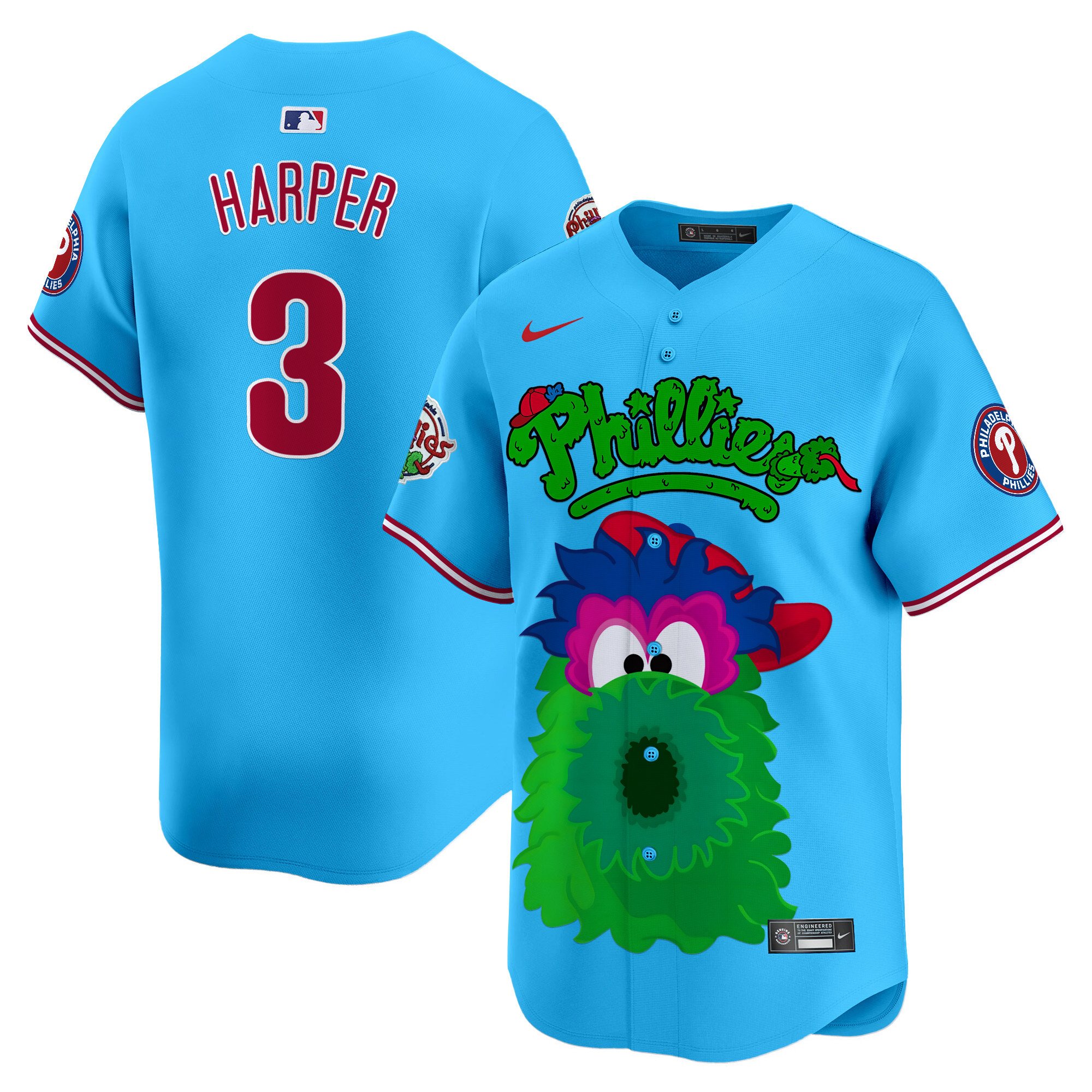 Bryce HarperUnisex Philadelphia Phillies Phanatic Vapor Premier Limited Light Blue Jersey V2- Printed